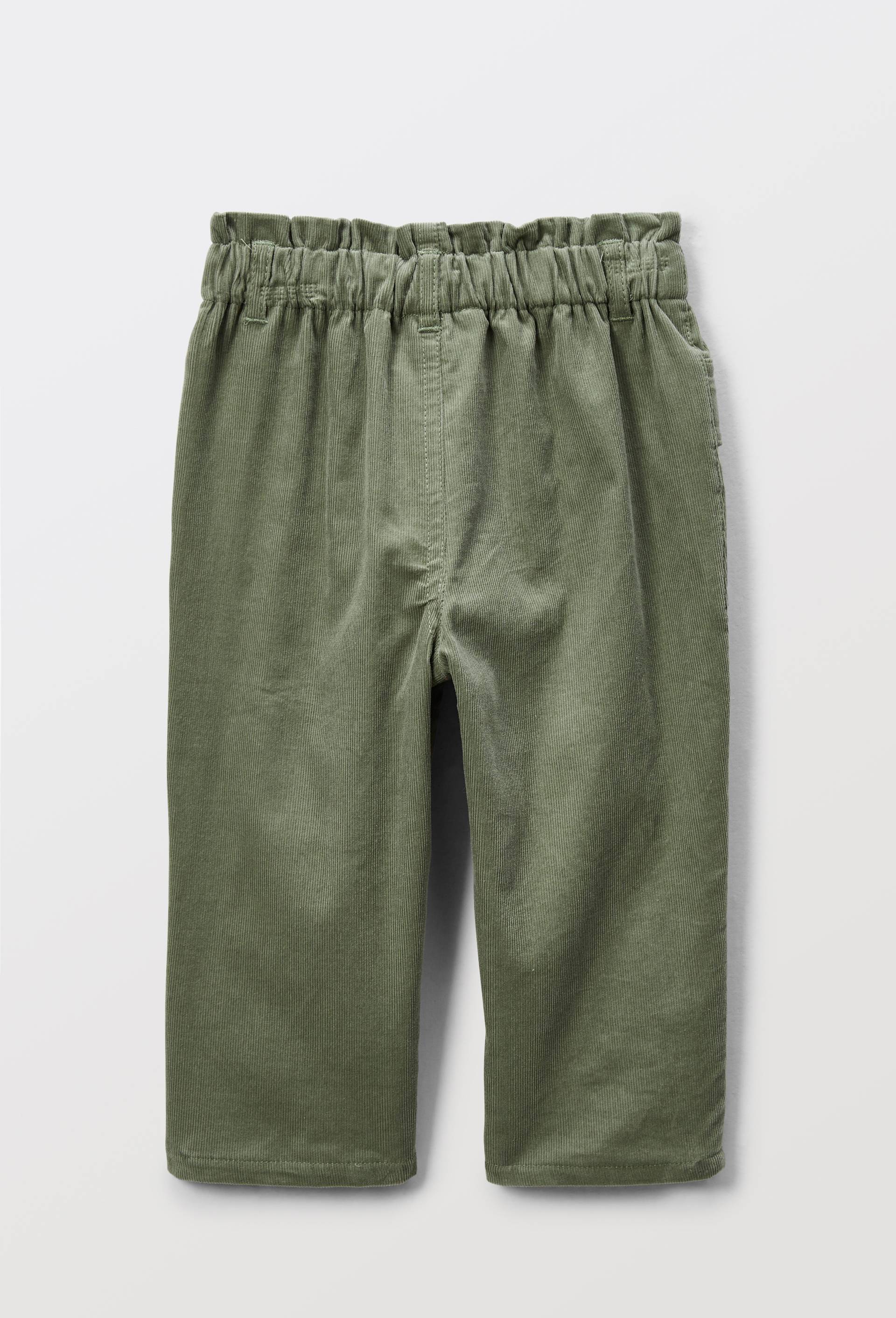 Pantalon taille &eacute;lastique uni en velours en coton BIO GOTS, Vert, large image number 1.0