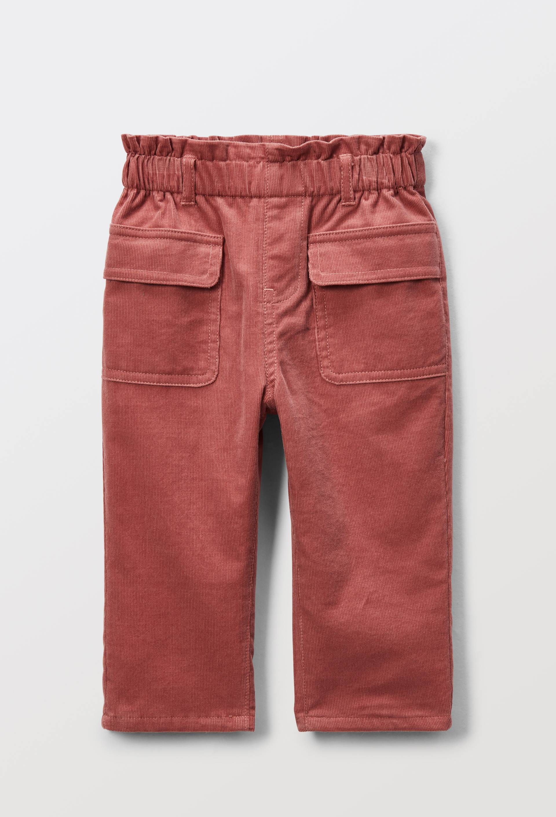 Pantalon taille &eacute;lastique uni en velours en coton BIO GOTS, Rose, large image number 1.0