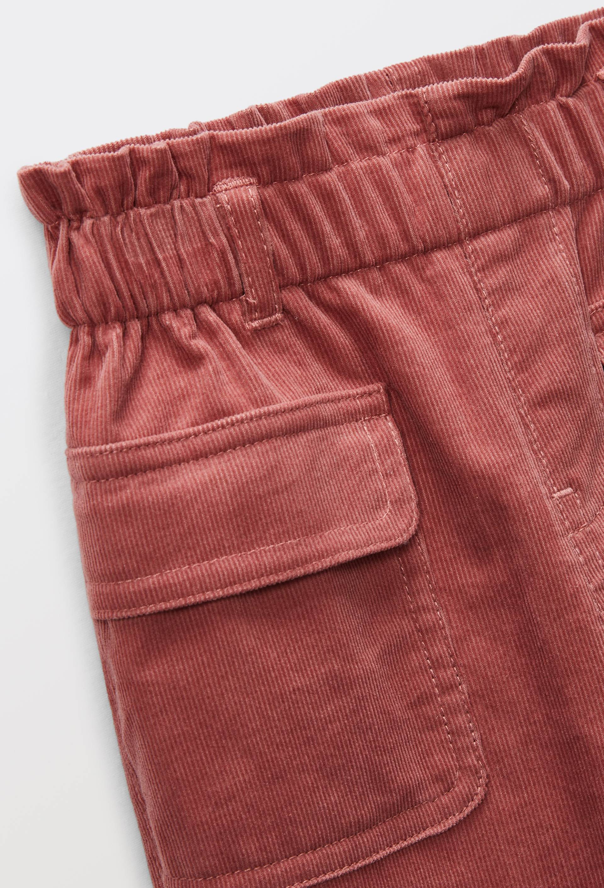 Pantalon taille &eacute;lastique uni en velours en coton BIO GOTS, Rose, large image number 3.0