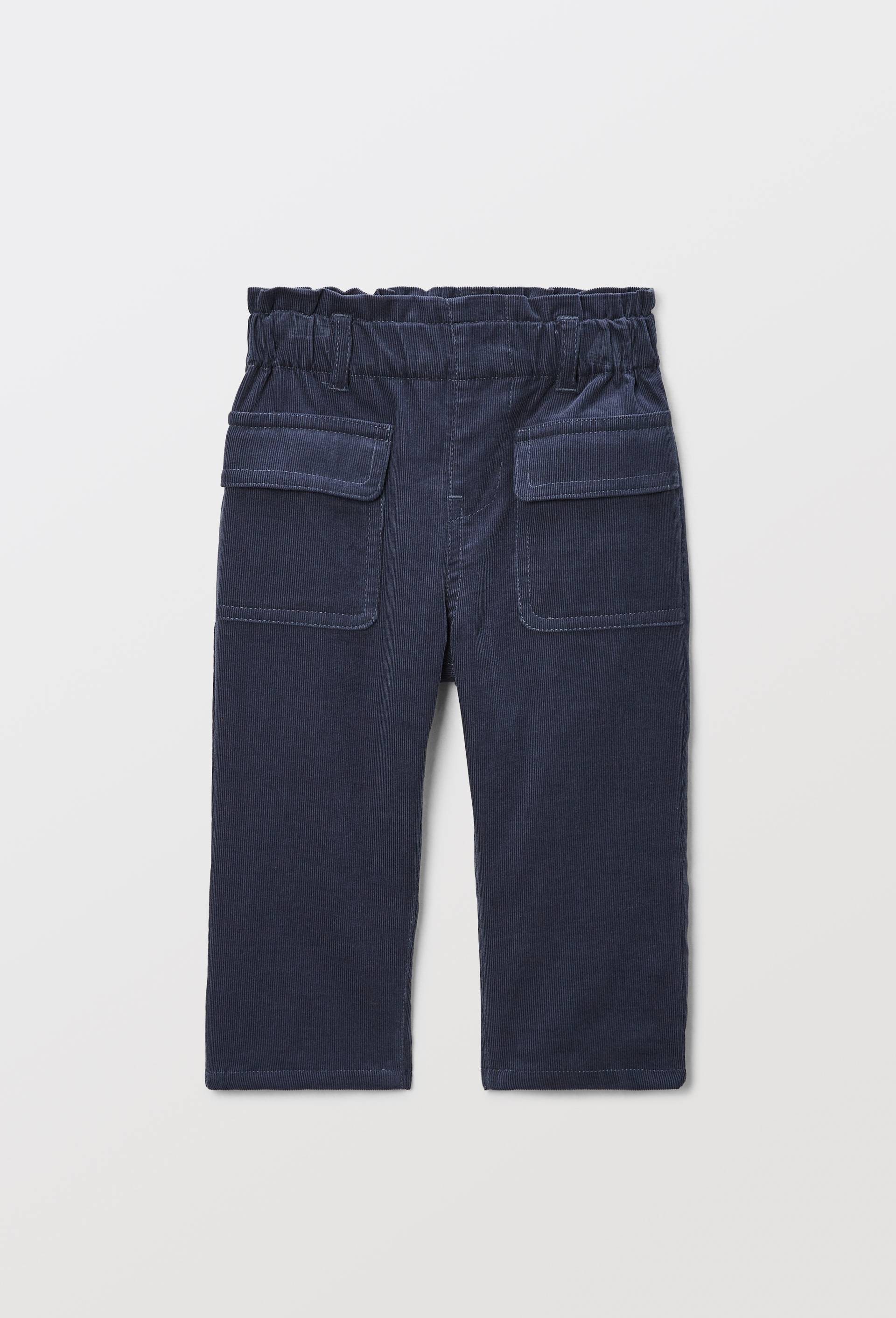 Pantalon taille &eacute;lastique uni en velours en coton BIO GOTS, Bleu fonc&eacute;, large image number 1.0