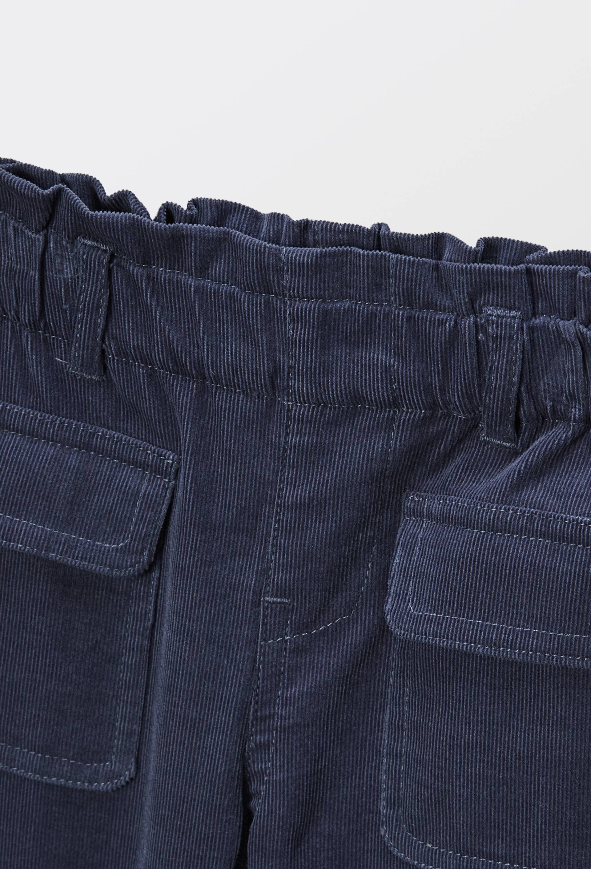 Pantalon taille &eacute;lastique uni en velours en coton BIO GOTS, Bleu fonc&eacute;, large image number 3.0