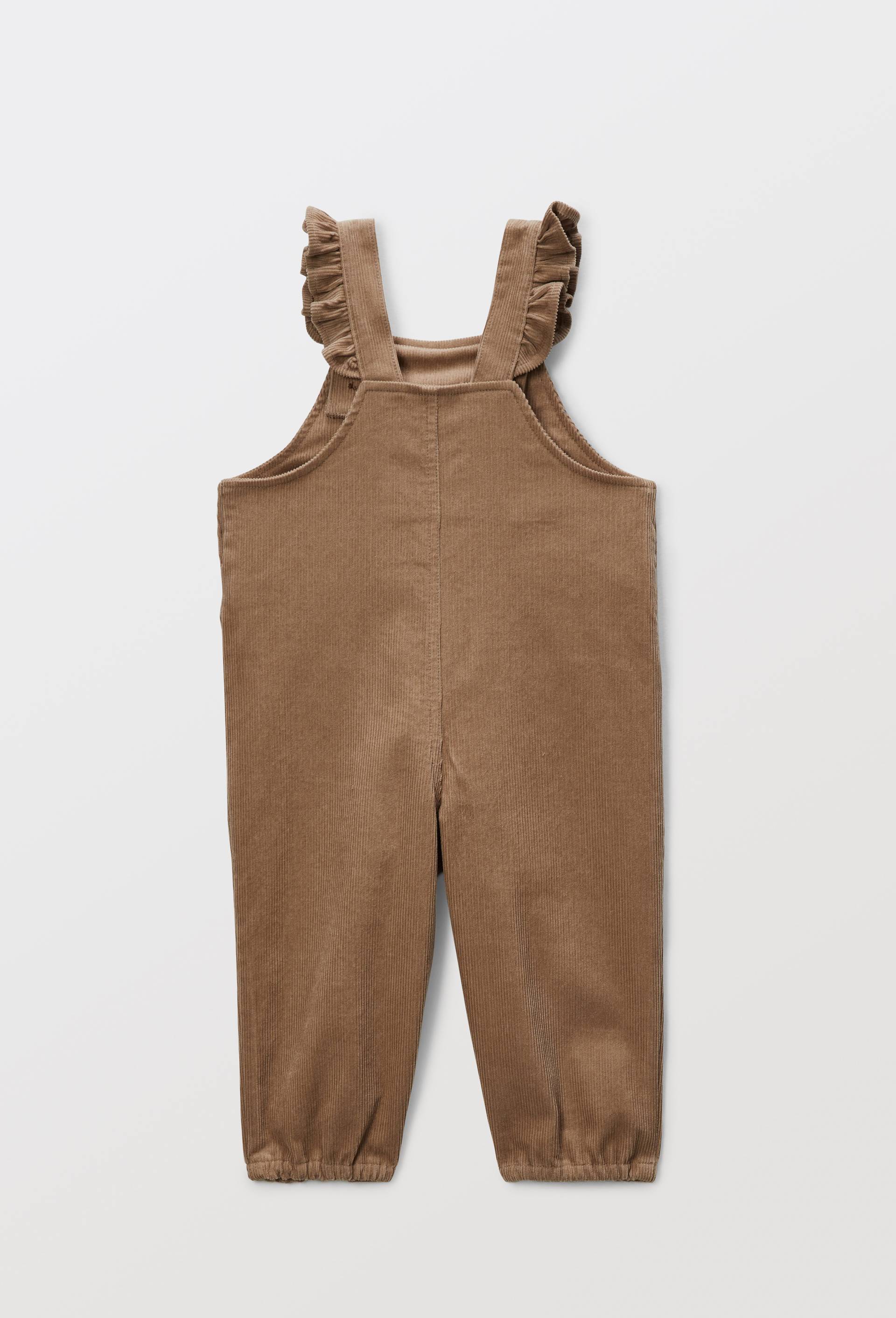 Salopette longue en velours unie en coton BIO GOTS, Beige, large image number 1
