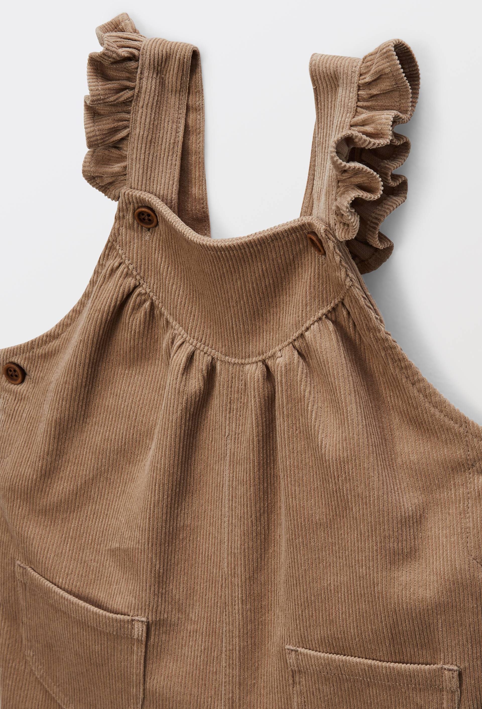 Salopette longue en velours unie en coton BIO GOTS, Beige, large image number 2.0