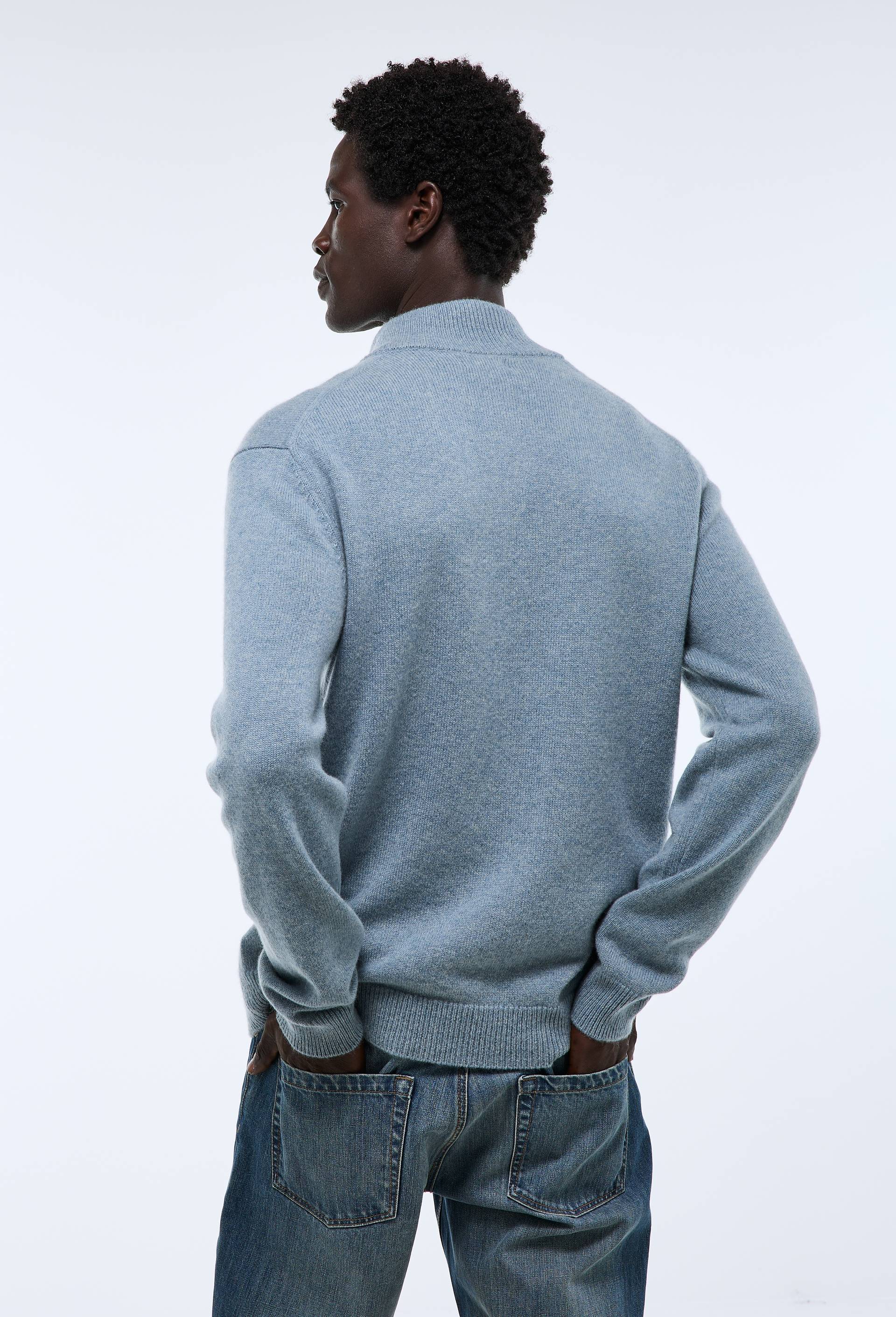 Pull col camionneur en 100% cachemire, Bleu, large image number 2