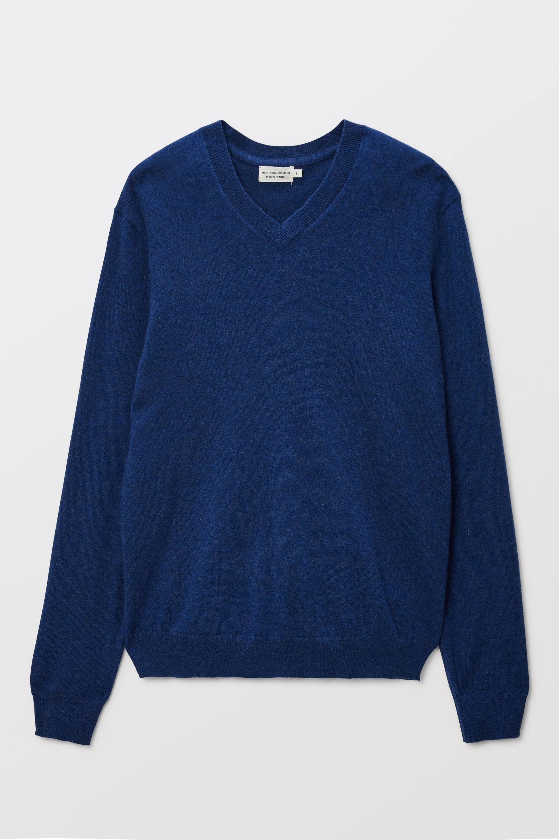 Pull col V en 100% cachemire, Bleu, large image number 2.0