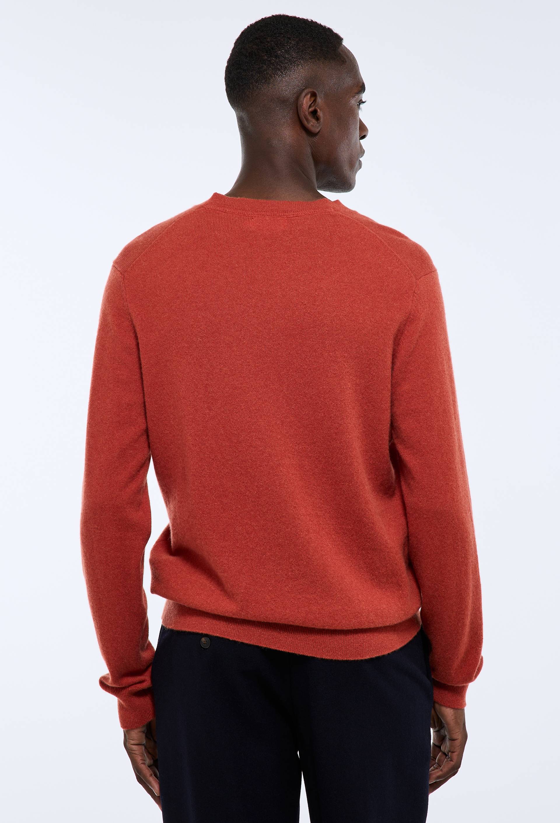 Pull col V en 100% cachemire, Rouge fonc&eacute;, large image number 1.0
