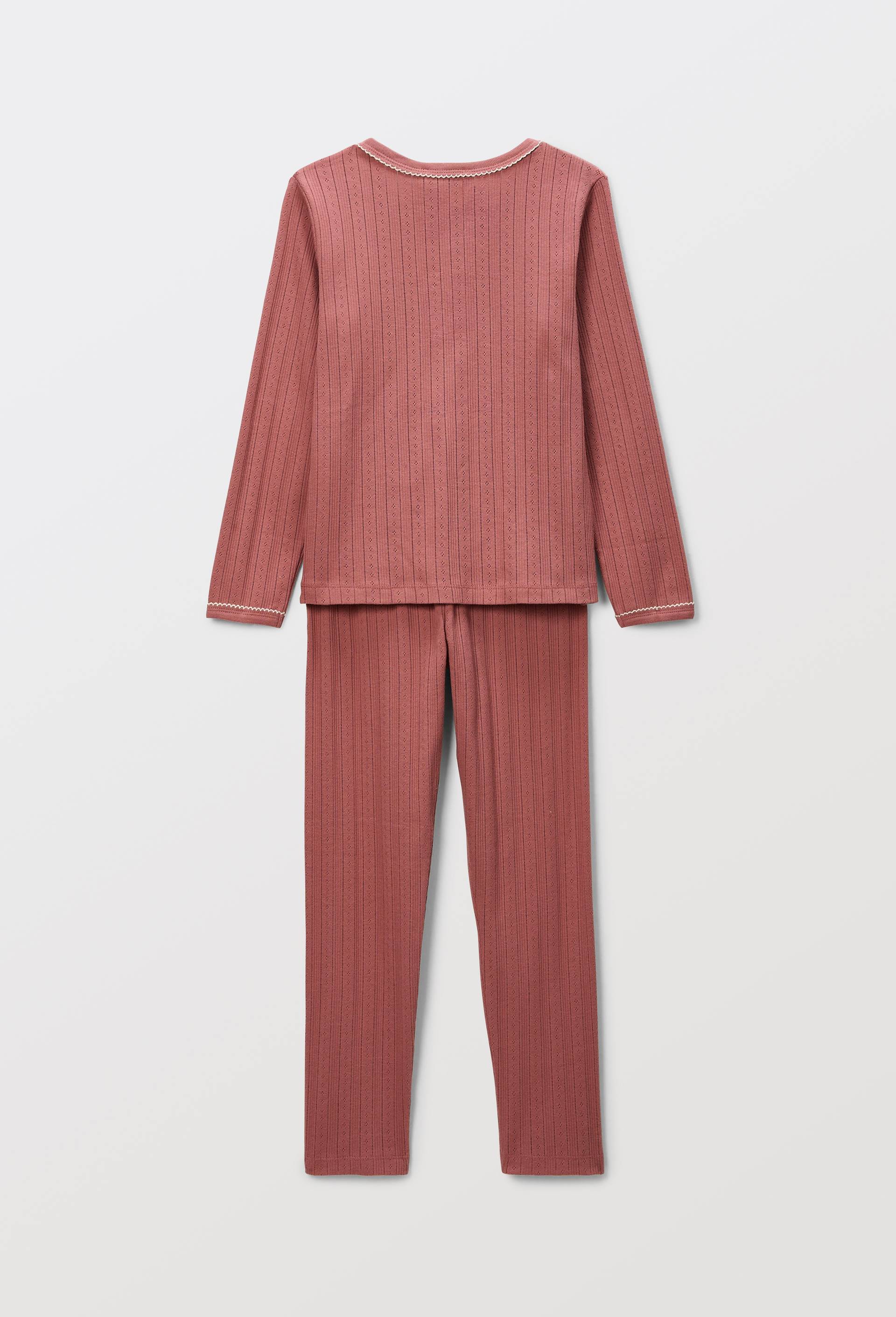 Pyjama manches longues pointelle en coton BIO GOTS, Rose fonc&eacute;, large image number 2