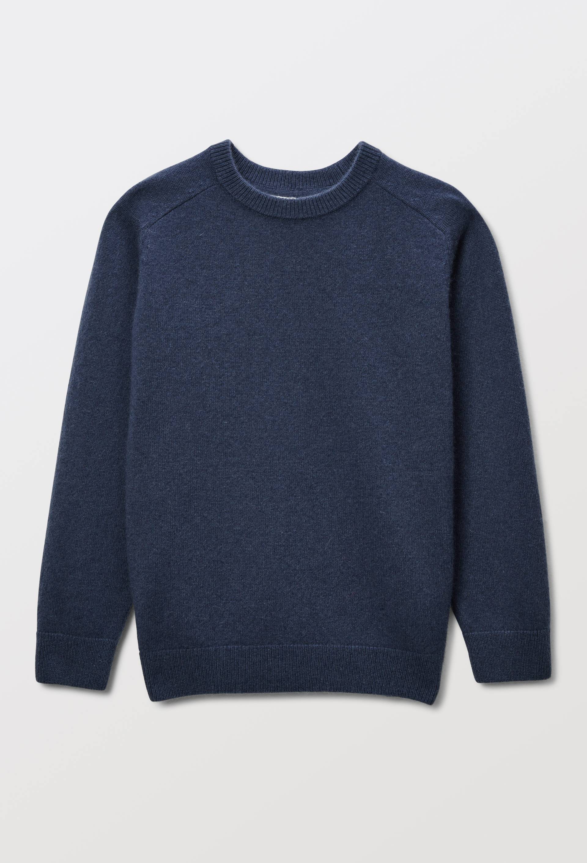 Pull uni col rond en 100% cachemire, Bleu fonc&eacute;, swatch image