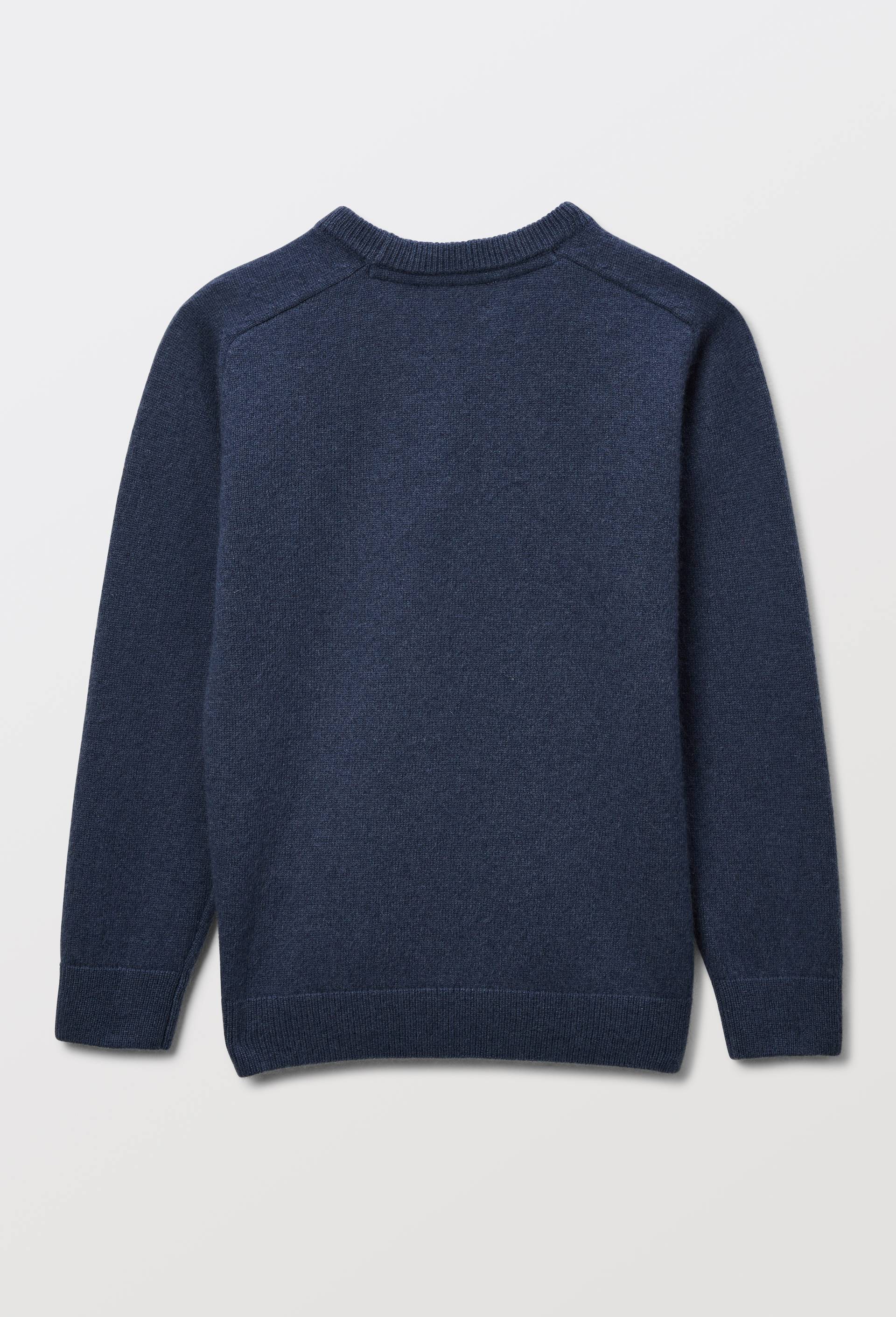 Pull uni col rond en 100% cachemire, Bleu fonc&eacute;, large image number 1