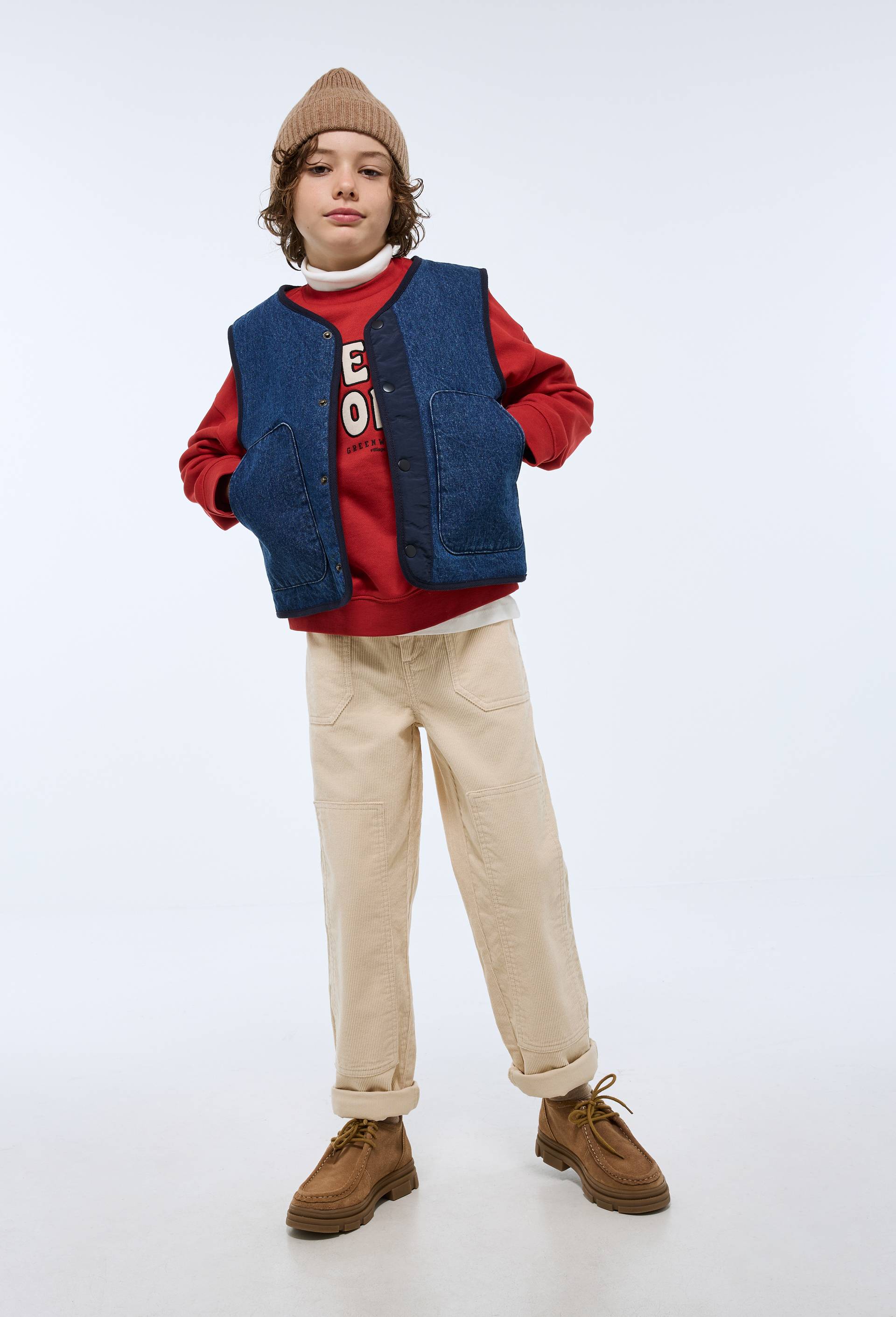 Veste sans manches en jean en coton, Bleu fonc&eacute;, large image number 0