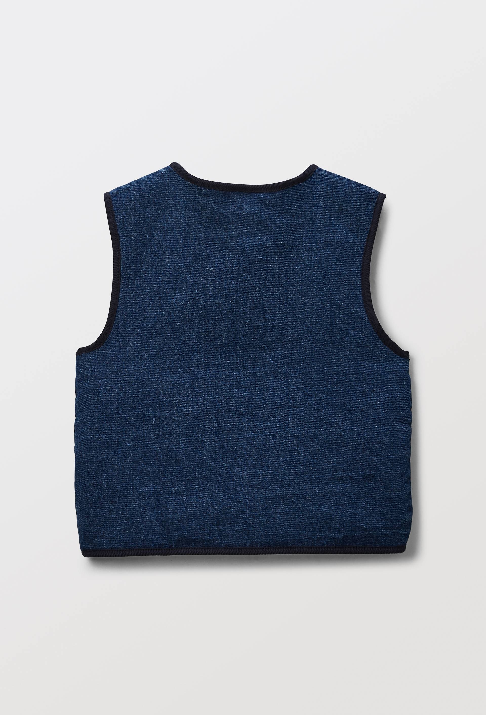 Veste sans manches en jean en coton, Bleu fonc&eacute;, large image number 3