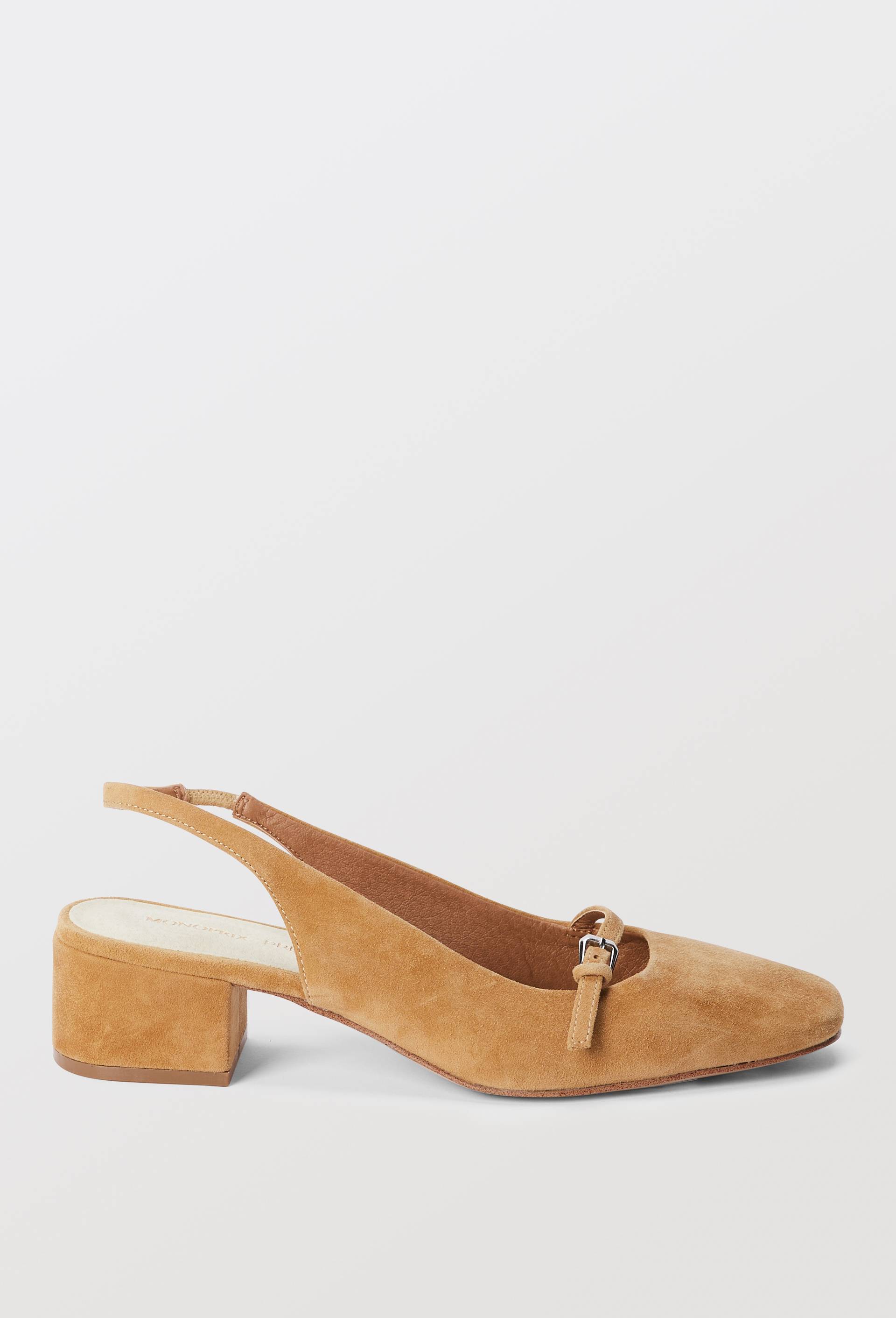 Slingback à talon en cuir - MONOPRIX PREMIUM - Modalova