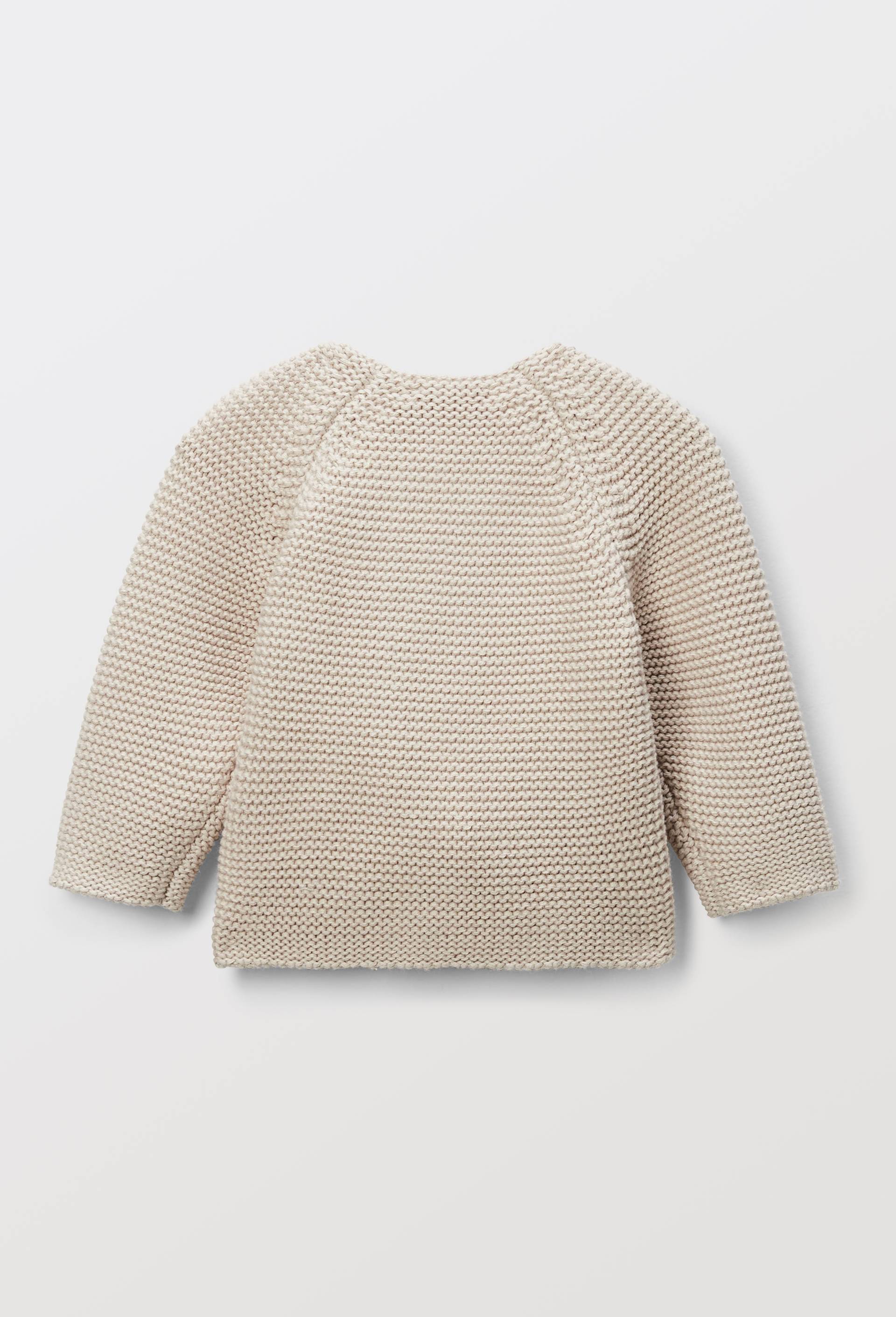 Cardigan uni en point mousse en coton, Beige, large image number 2