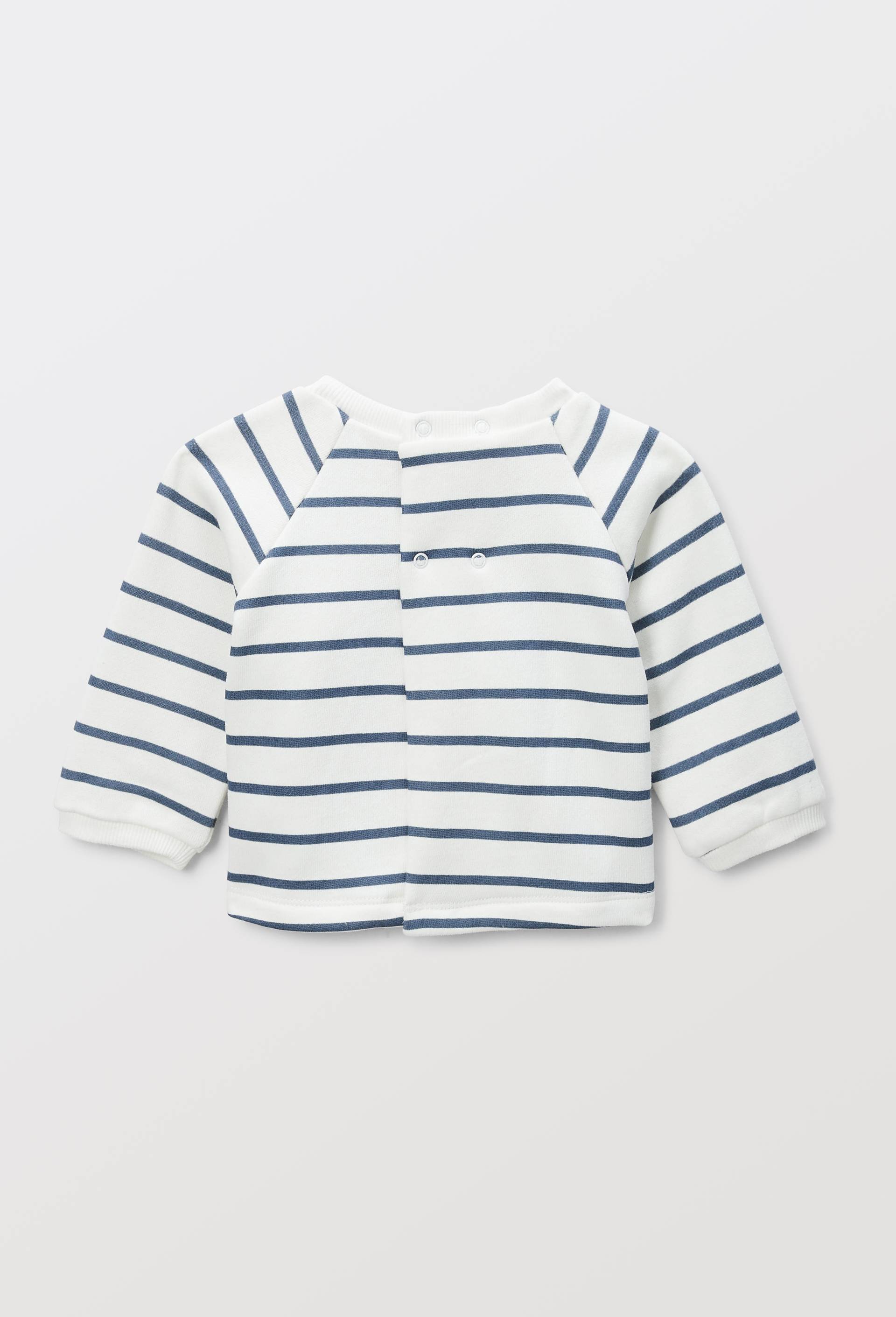 Sweat manches longues ray&eacute; en coton BIO GOTS, Bleu fonc&eacute;, large image number 1