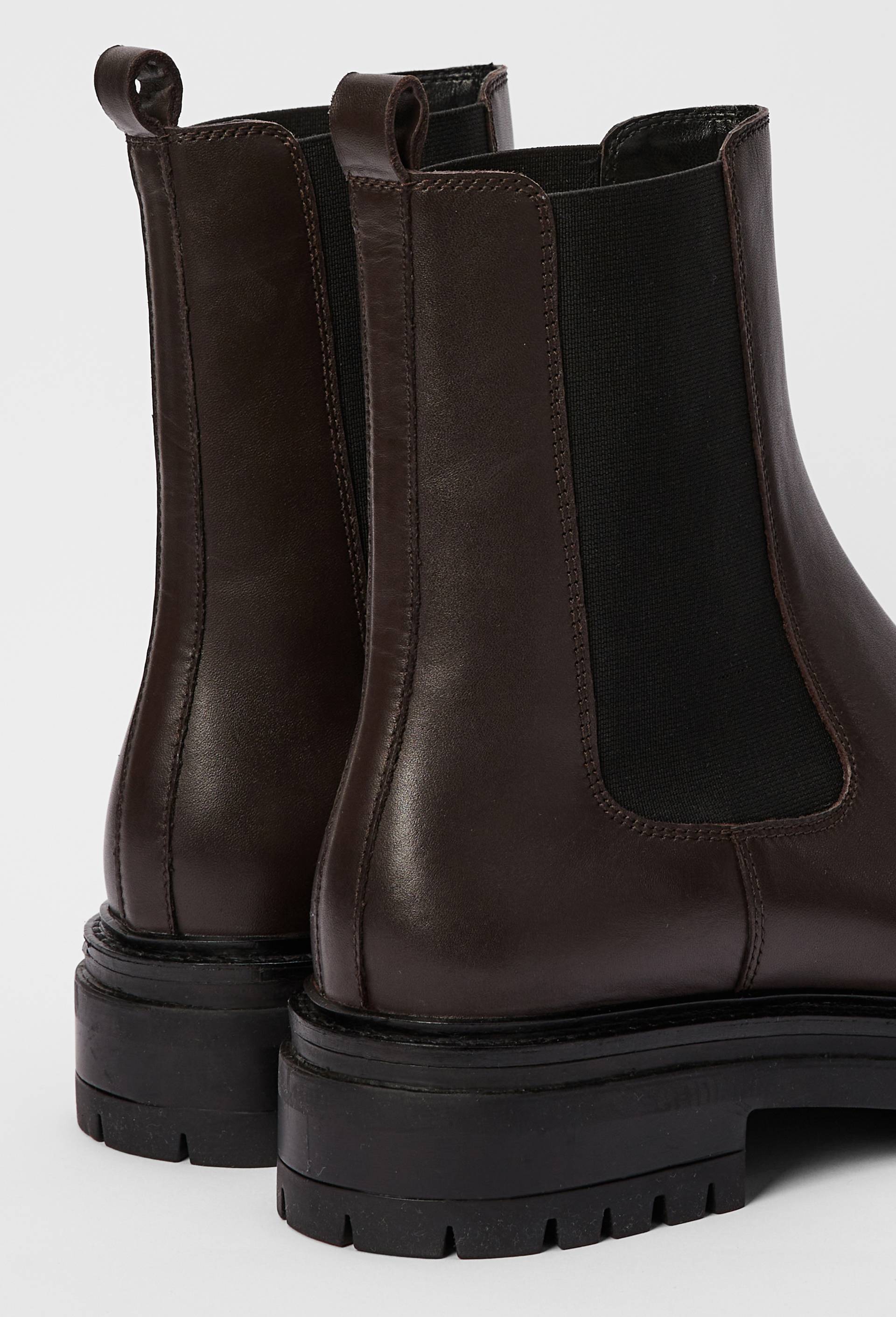 Bottines semelles crant&eacute;es en cuir, Brun fonc&eacute;, large image number 2