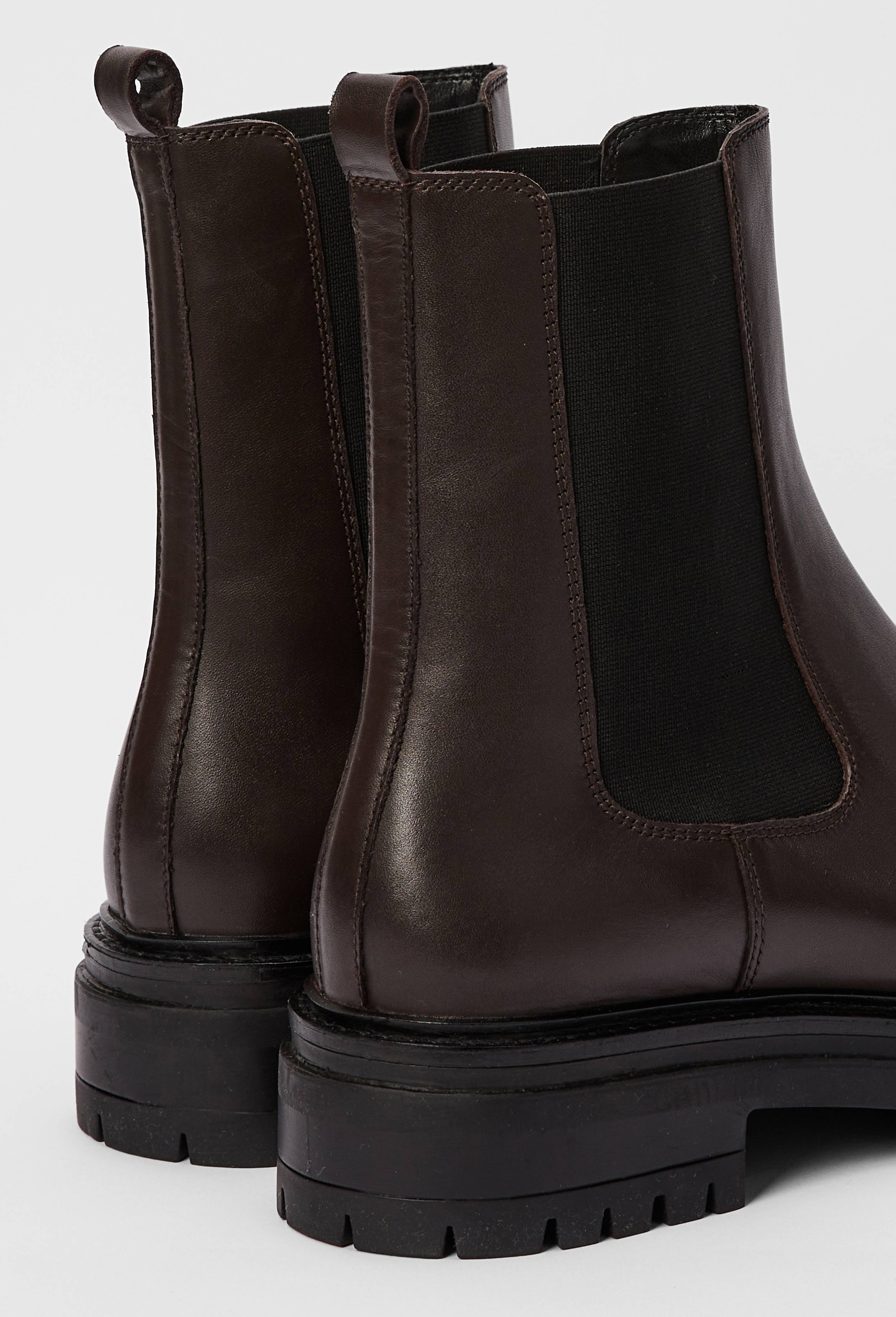 Bottines semelles crant&eacute;es en cuir, Brun fonc&eacute;, large image number 3