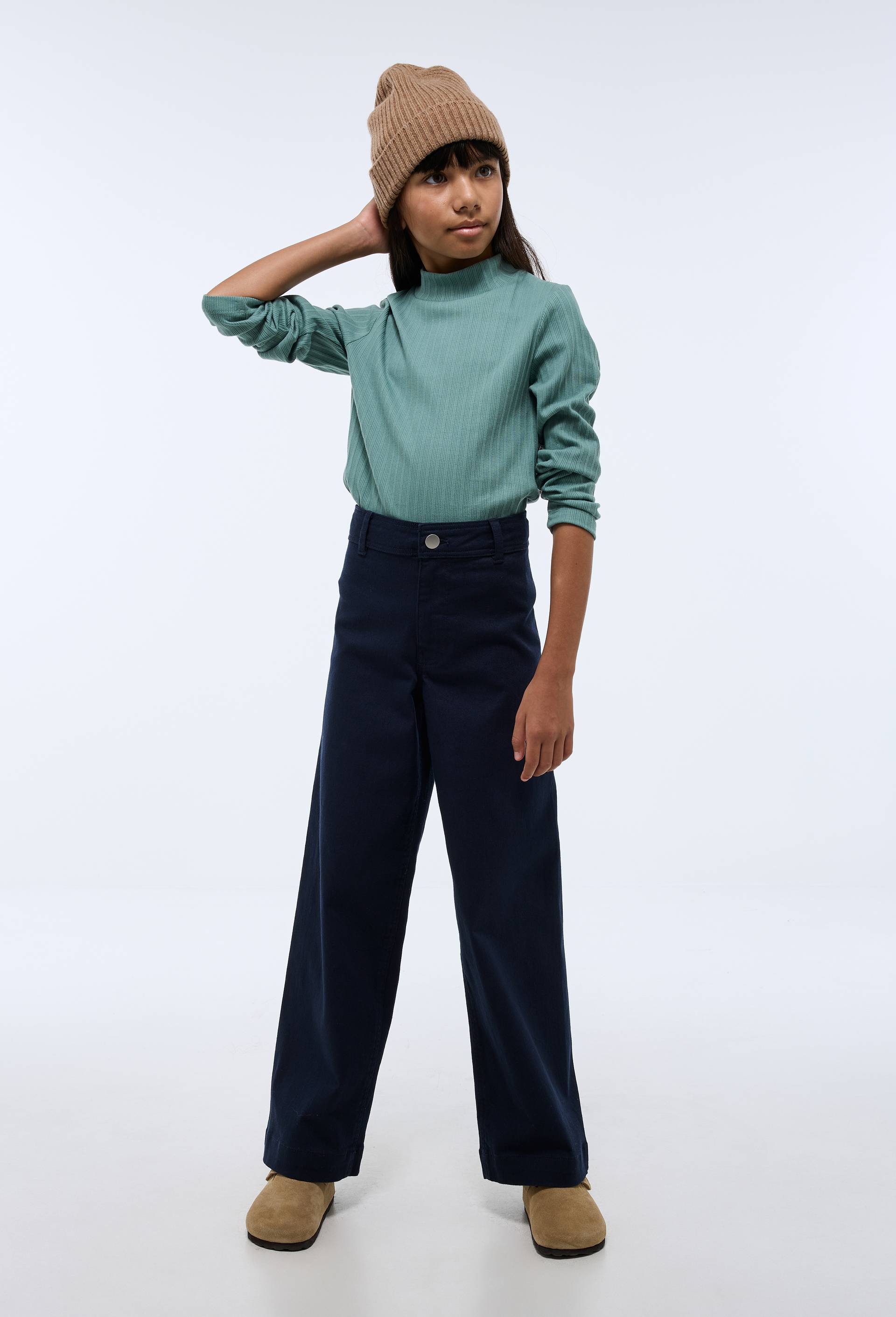 Pantalon large en coton, Bleu fonc&eacute;, large image number 0.0