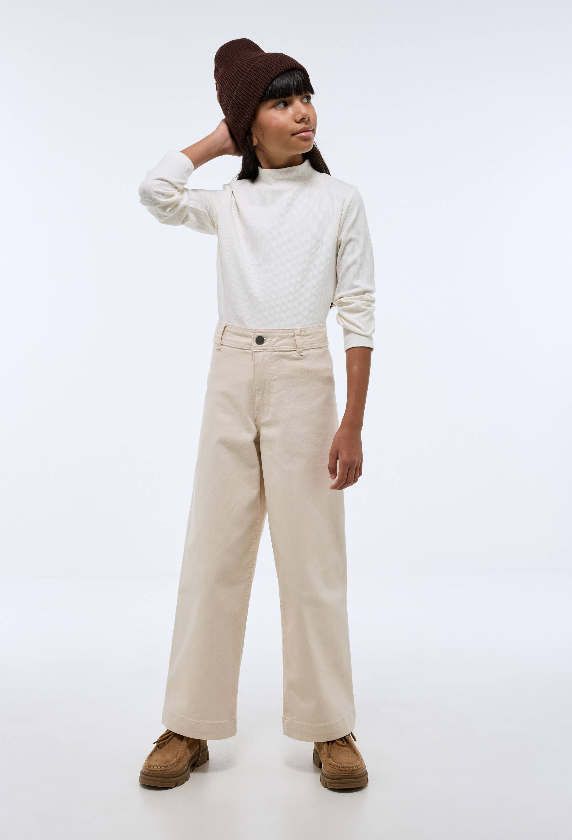Pantalon large en coton, Ecru, large image number 0