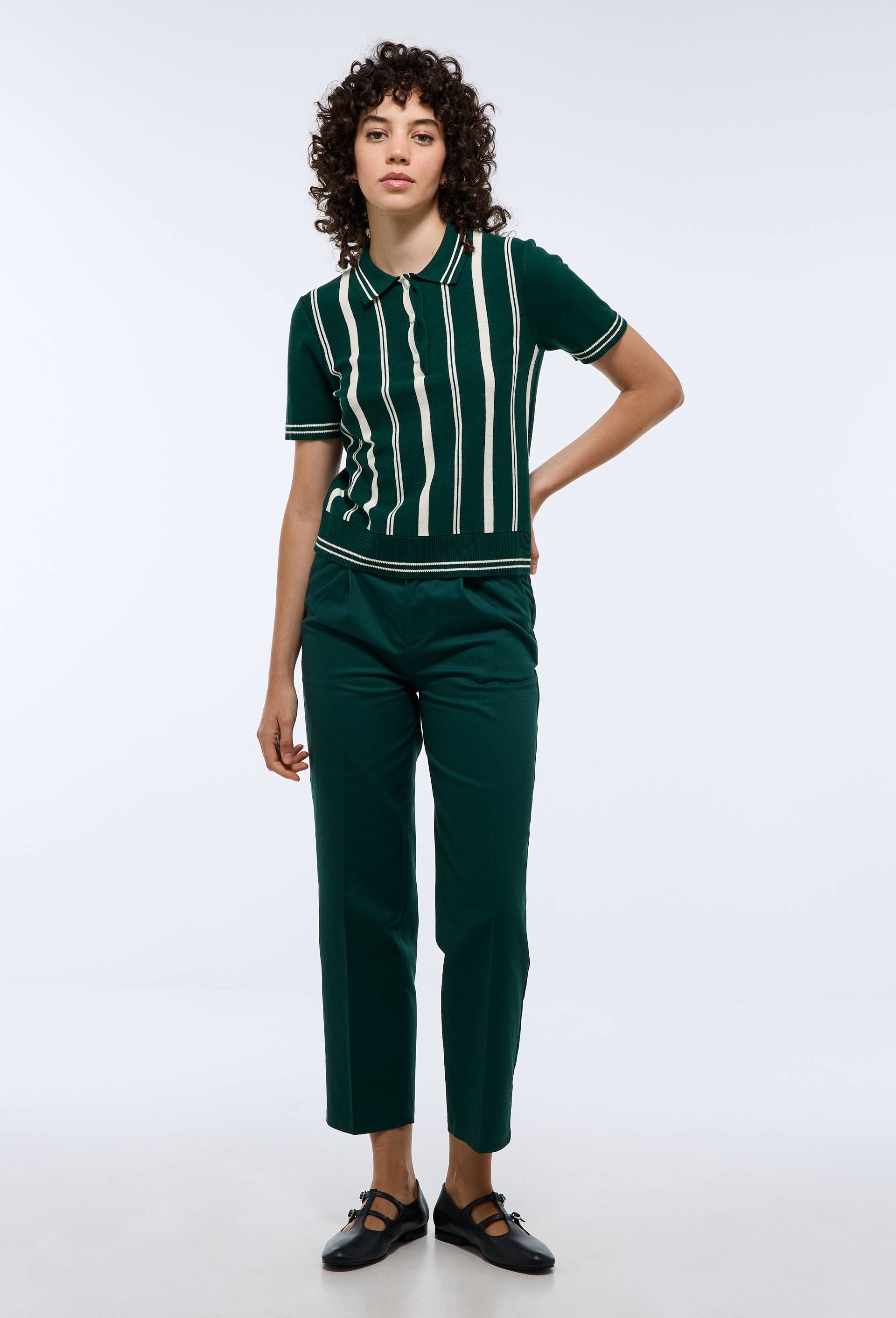 Polo rayé en maille à manches courtes - MONOPRIX - Modalova