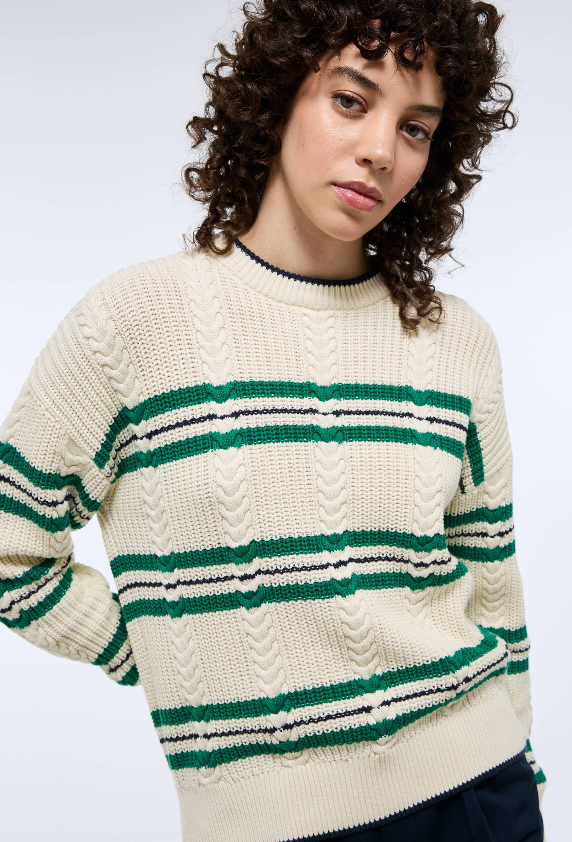 Pull manches longues torsadé en coton BIO GOTS - MONOPRIX - Modalova