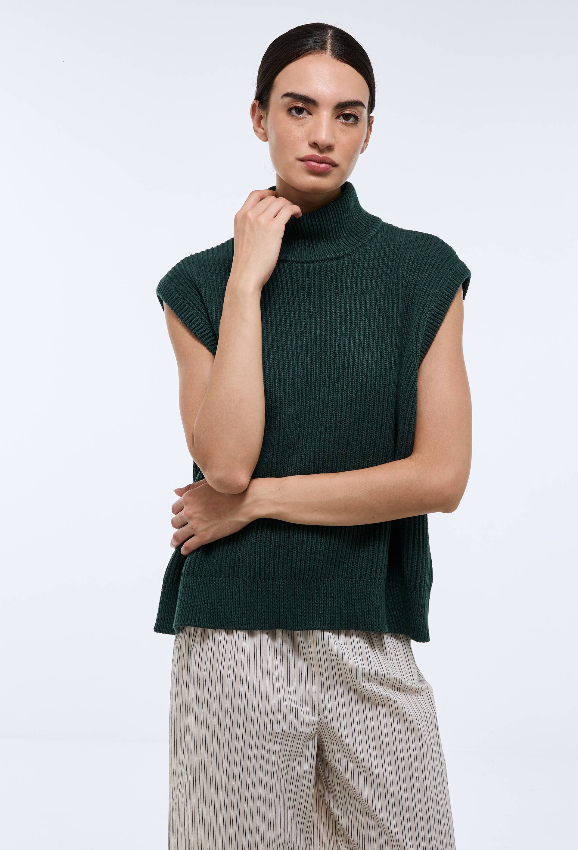 Pull sans manche uni en maille de coton BIO - MONOPRIX - Modalova