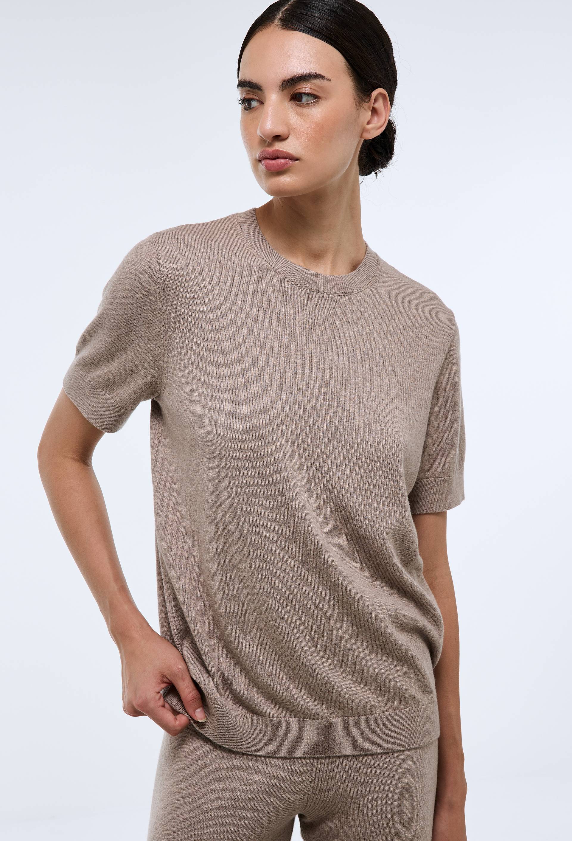 Pull uni à manches courtes en maille légère - MONOPRIX - Modalova