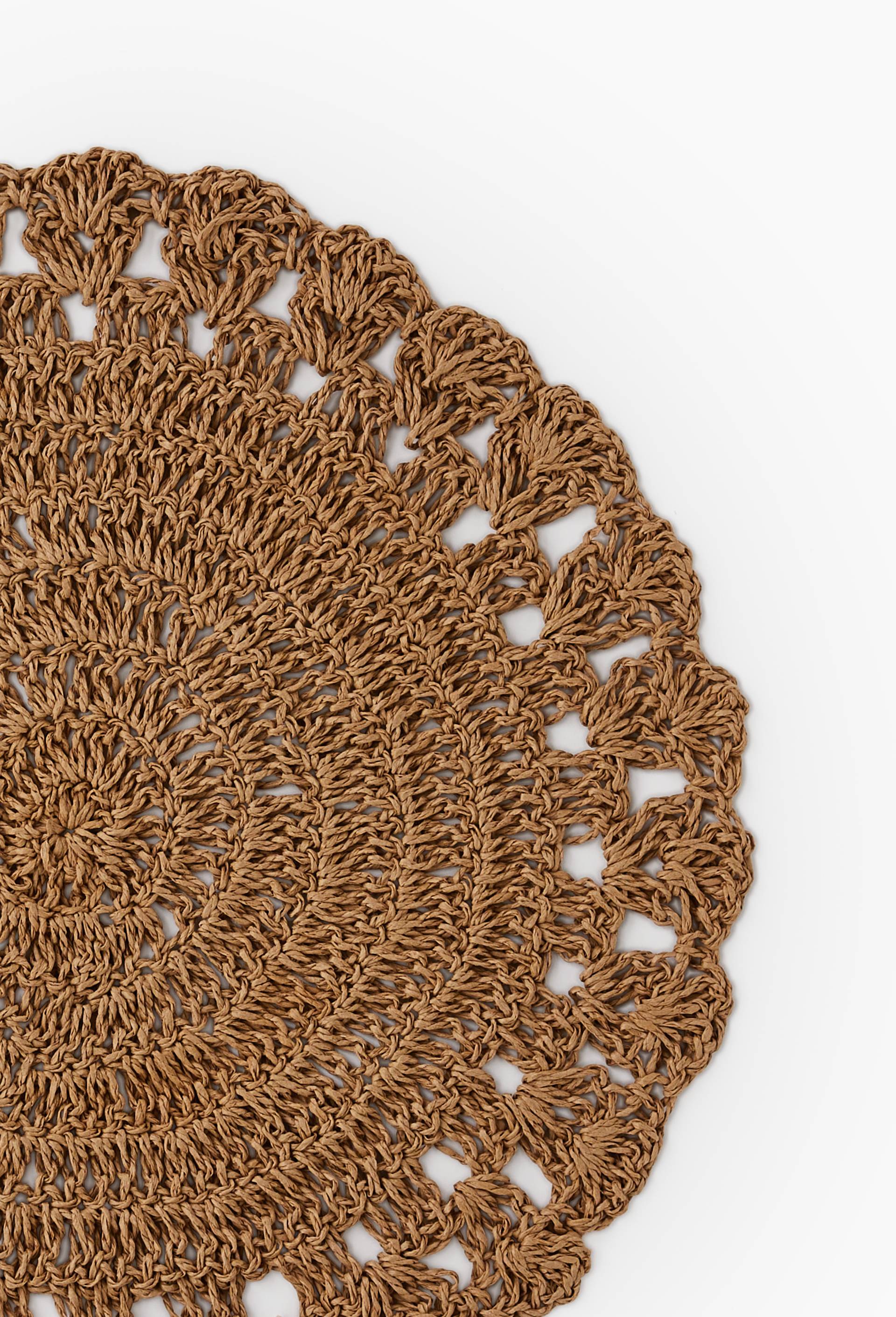 Set de table rond en crochet, D35cm, 100% papier ECRU MONOPRIX