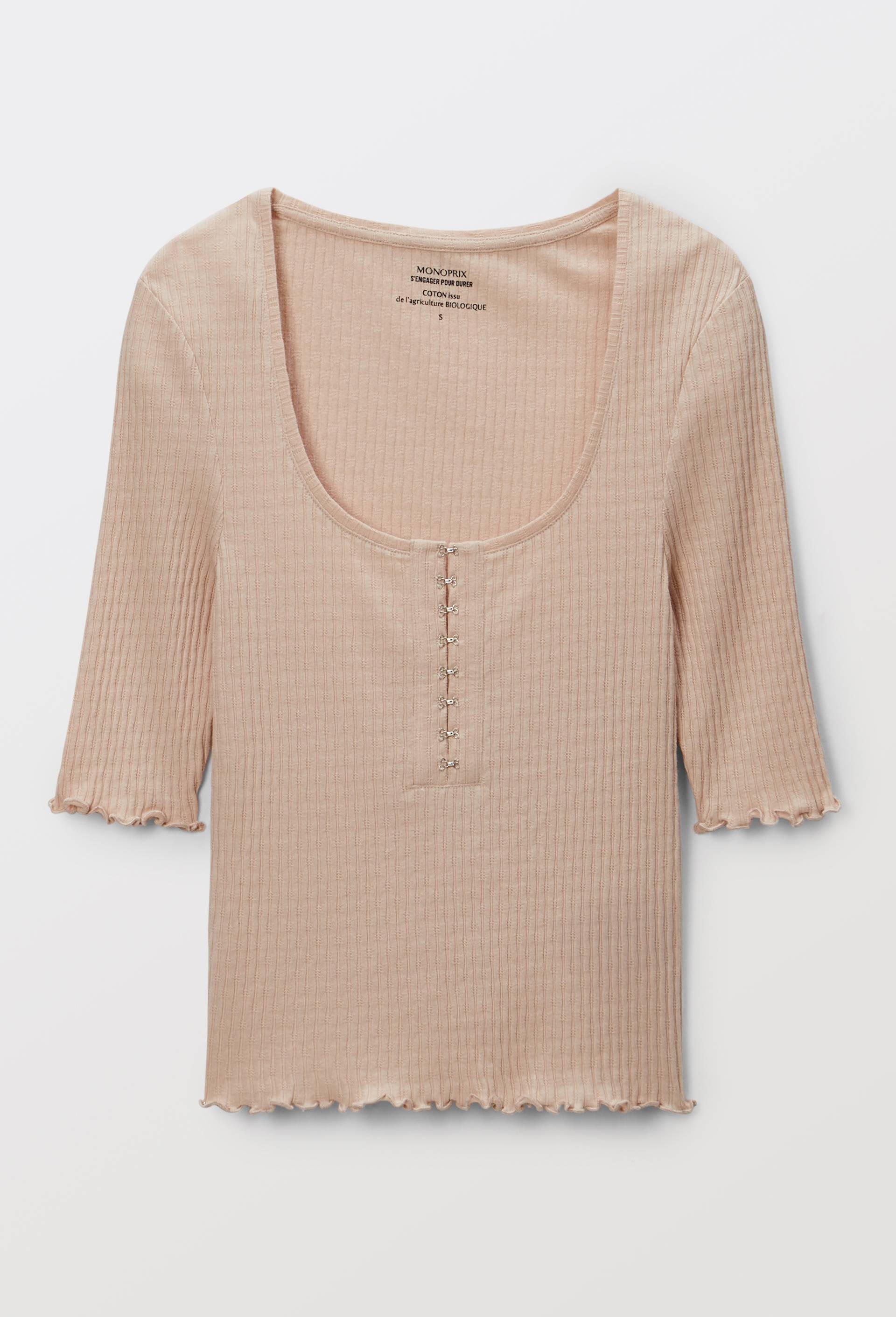 T-shirt &agrave; manches courtes uni en coton BIO GOTS, Rose clair, large image number 2.0