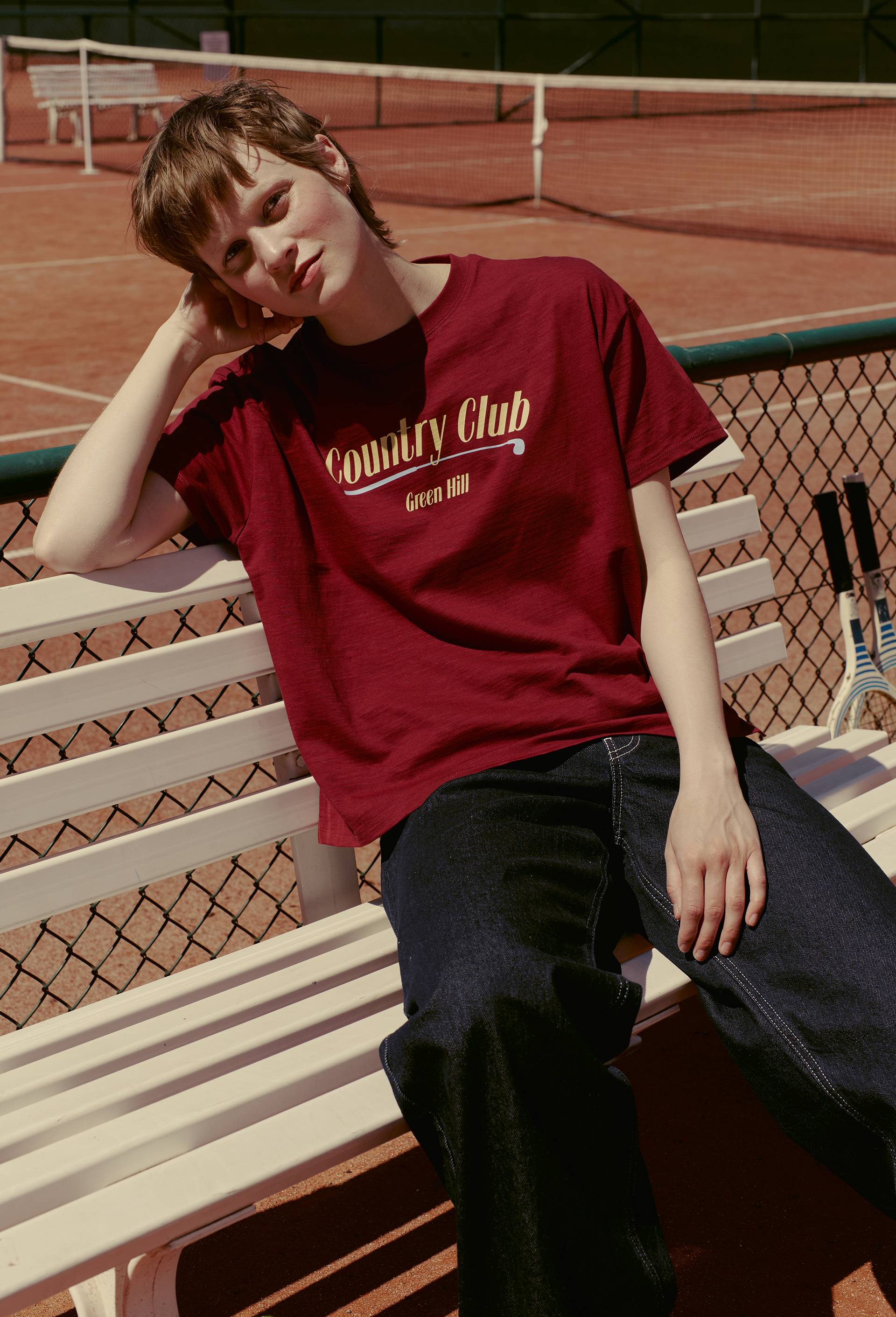 T-shirt manches courtes imprim&eacute; en coton BIO GOTS, Rouge fonc&eacute;, large image number 0