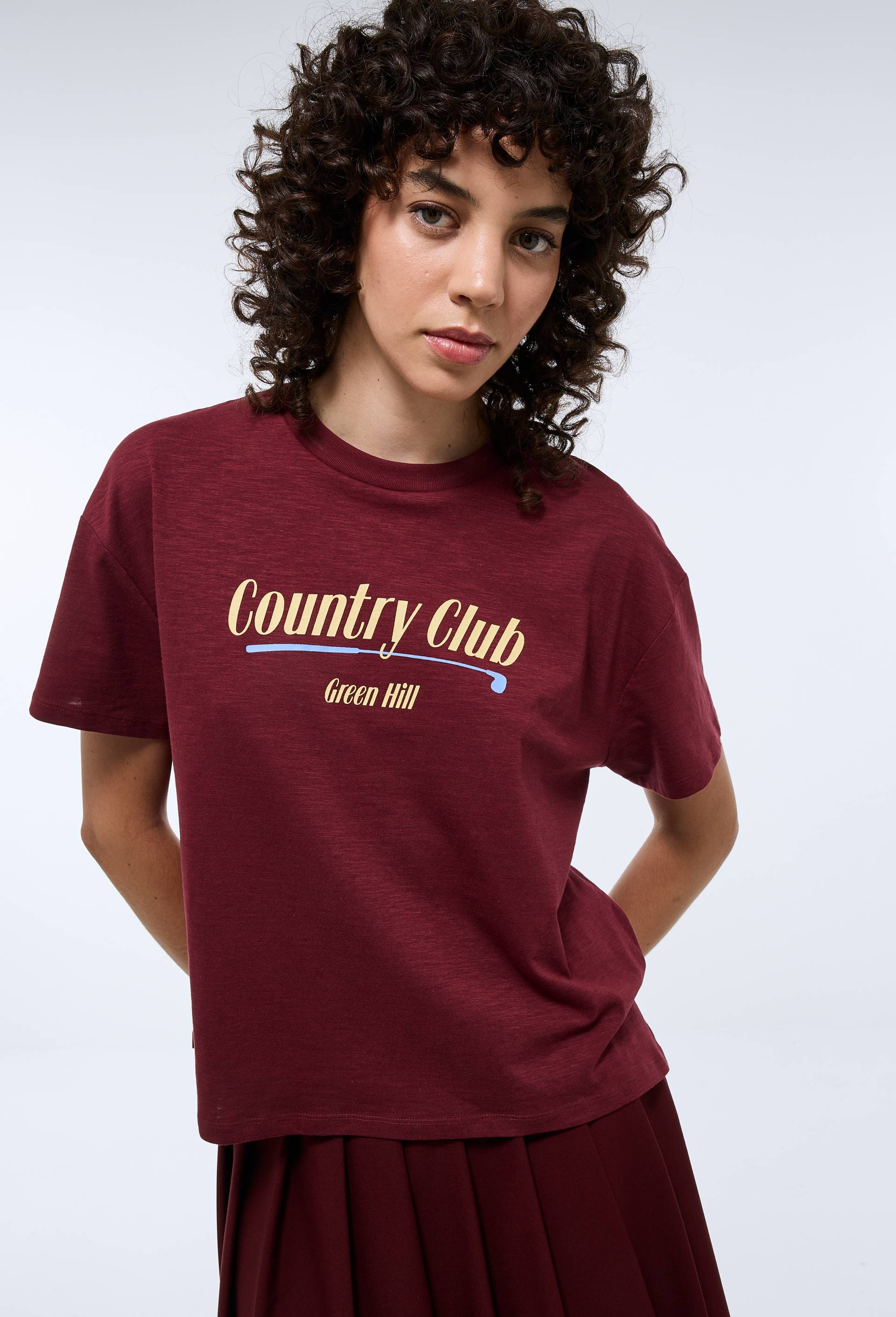 T-shirt manches courtes imprim&eacute; en coton BIO GOTS, Rouge fonc&eacute;, large image number 2