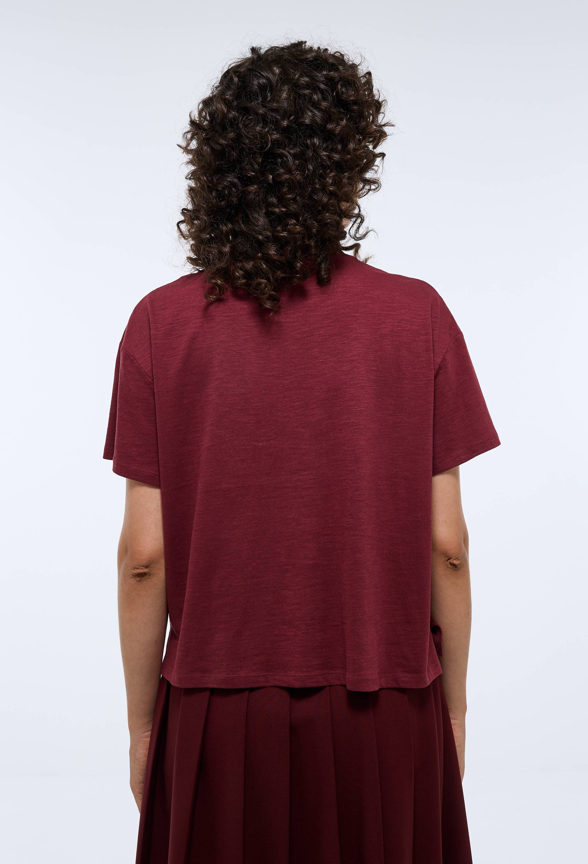 T-shirt manches courtes imprim&eacute; en coton BIO GOTS, Rouge fonc&eacute;, large image number 3