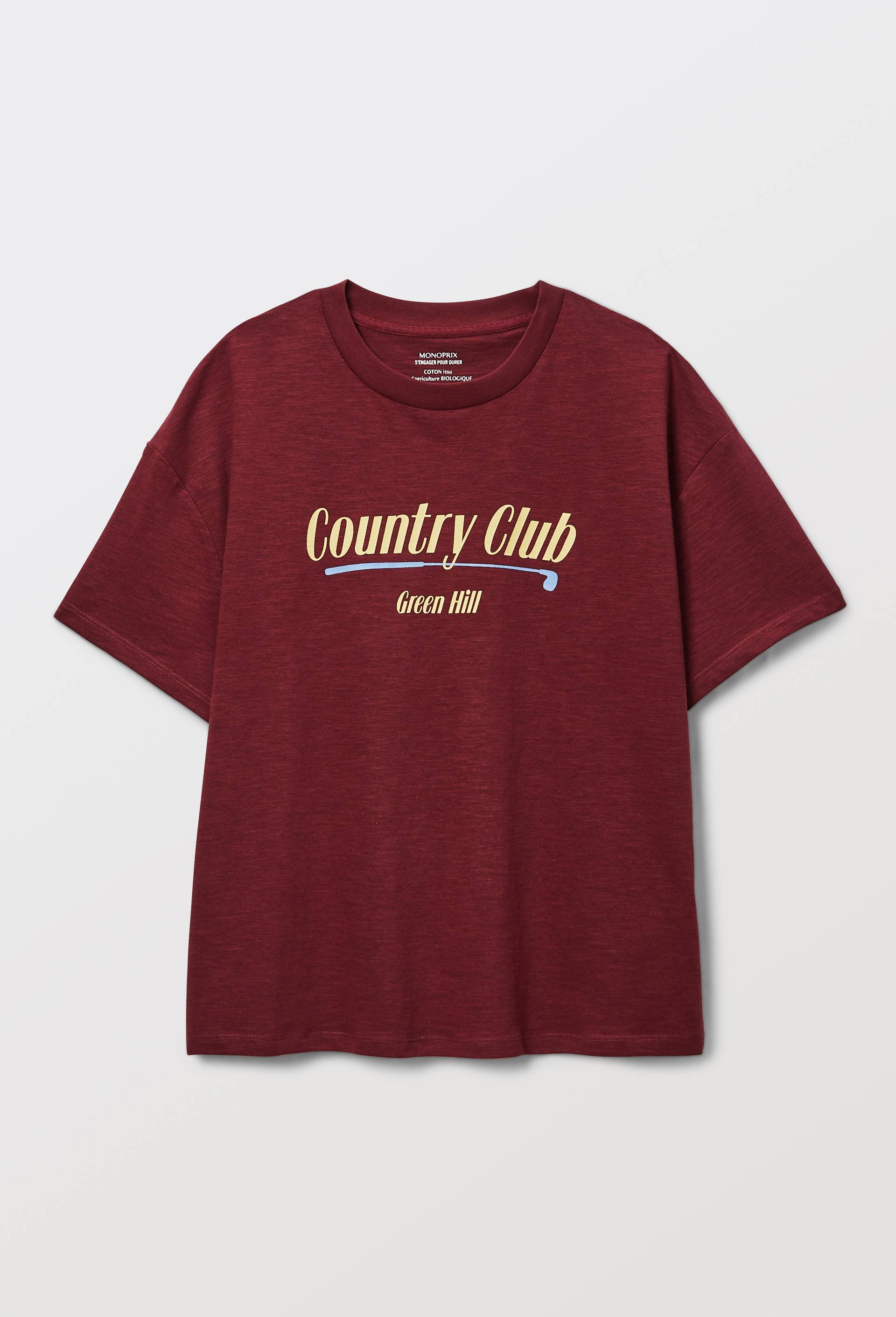 T-shirt manches courtes imprim&eacute; en coton BIO GOTS, Rouge fonc&eacute;, large image number 4
