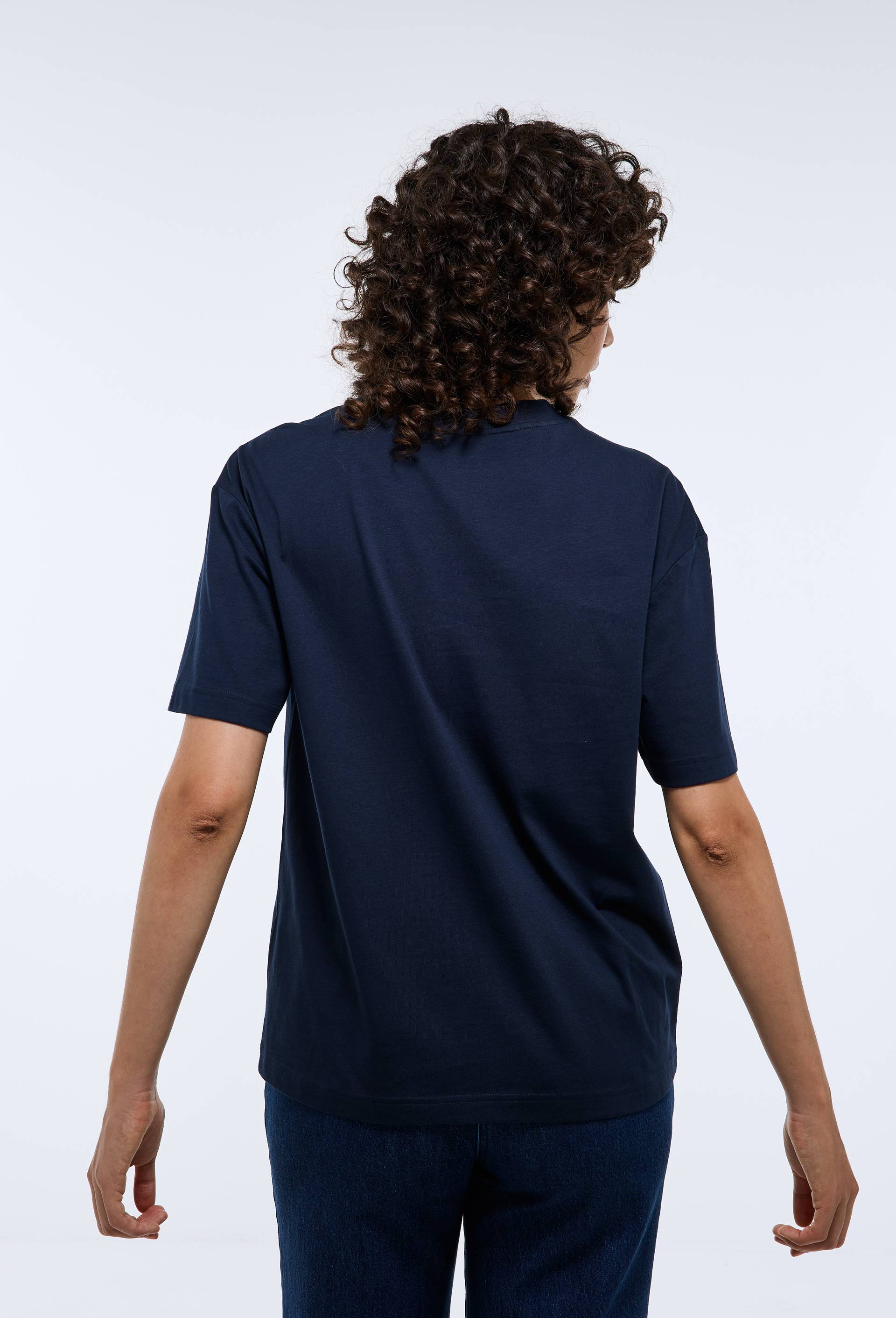 T-shirt &agrave; manches courtes &agrave; message plac&eacute; en coton BIO GOTS, Bleu fonc&eacute;, large image number 2