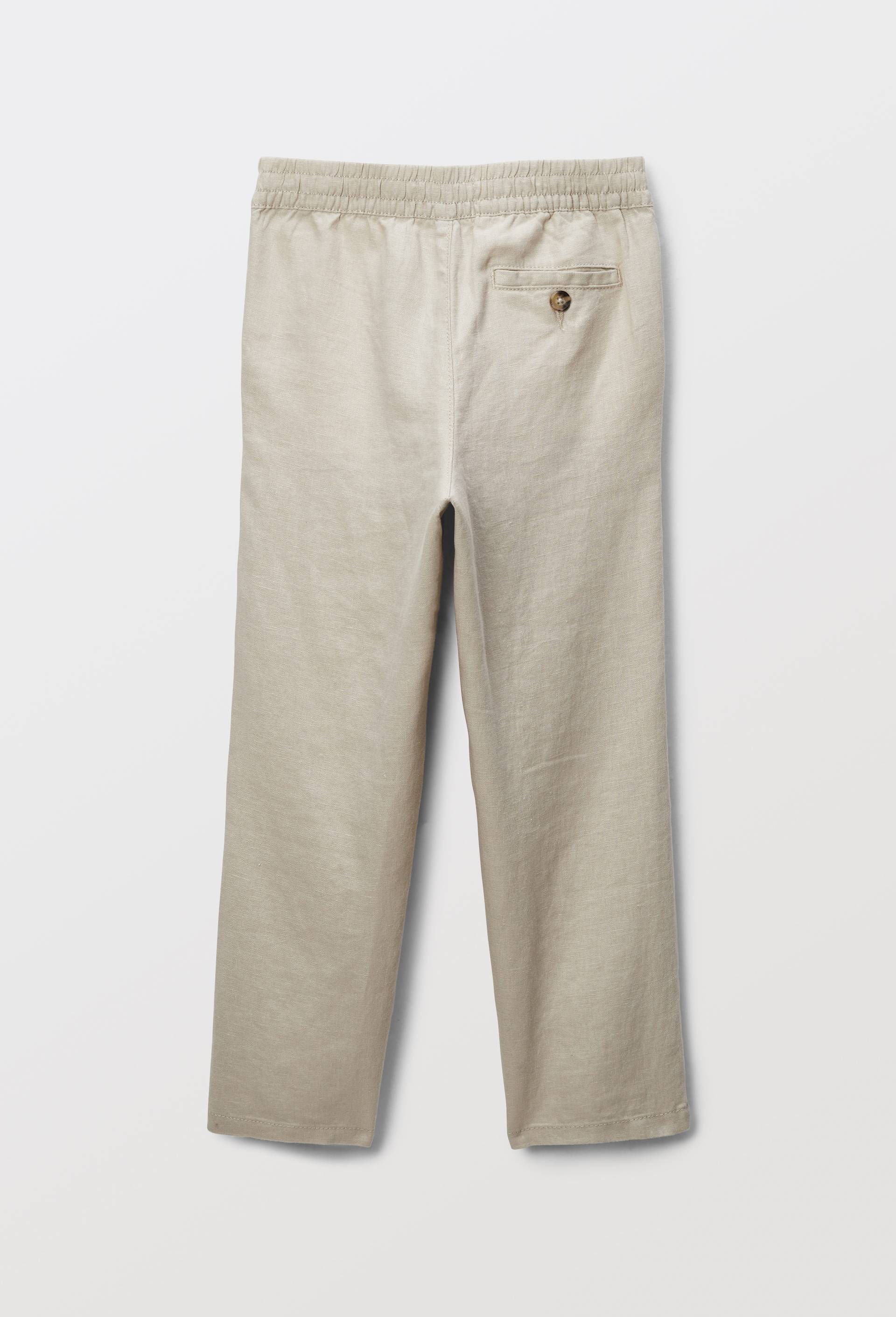 Pantalon droit uni en 100% lin, Beige, large image number 1