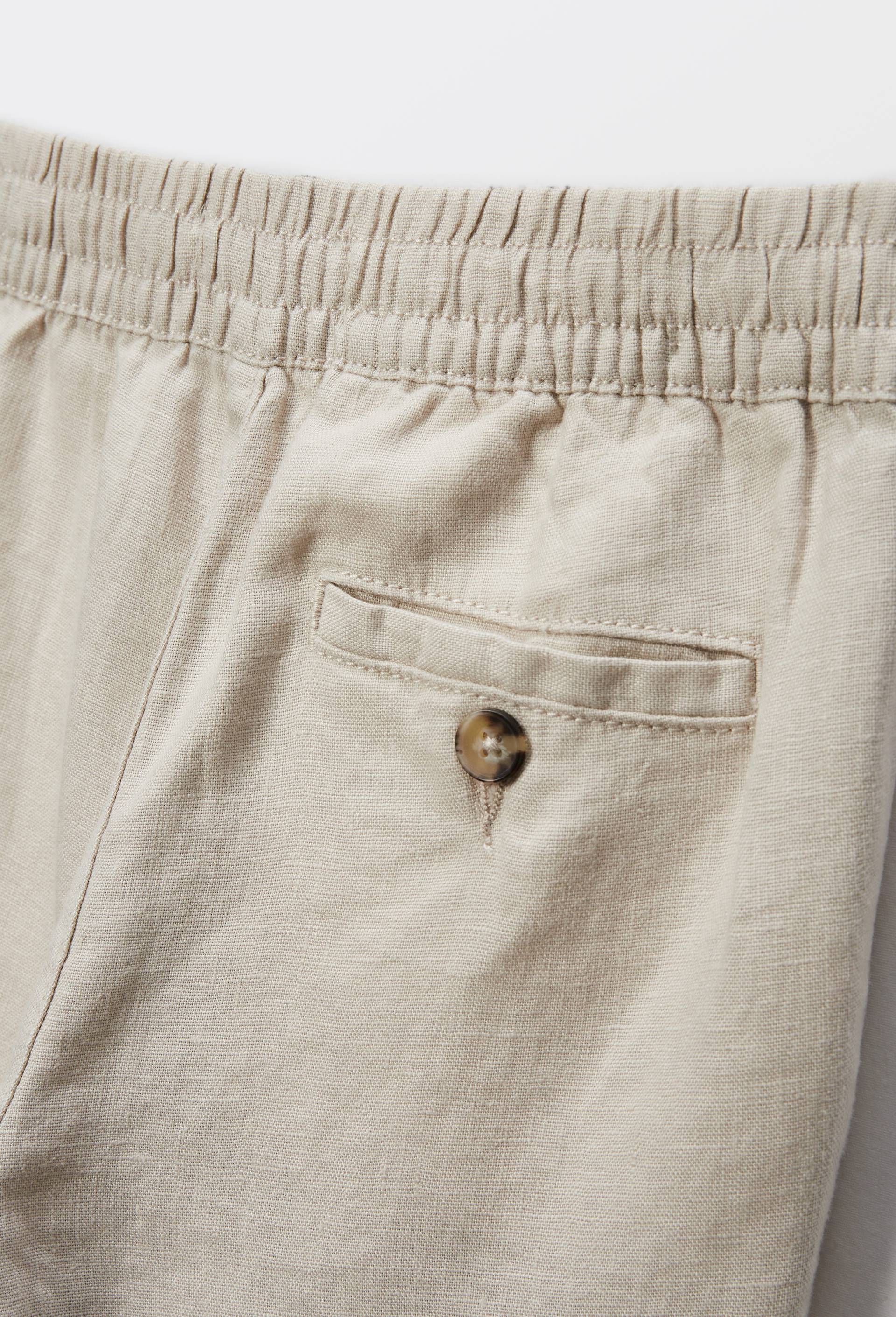 Pantalon droit uni en 100% lin, Beige, large image number 2.0