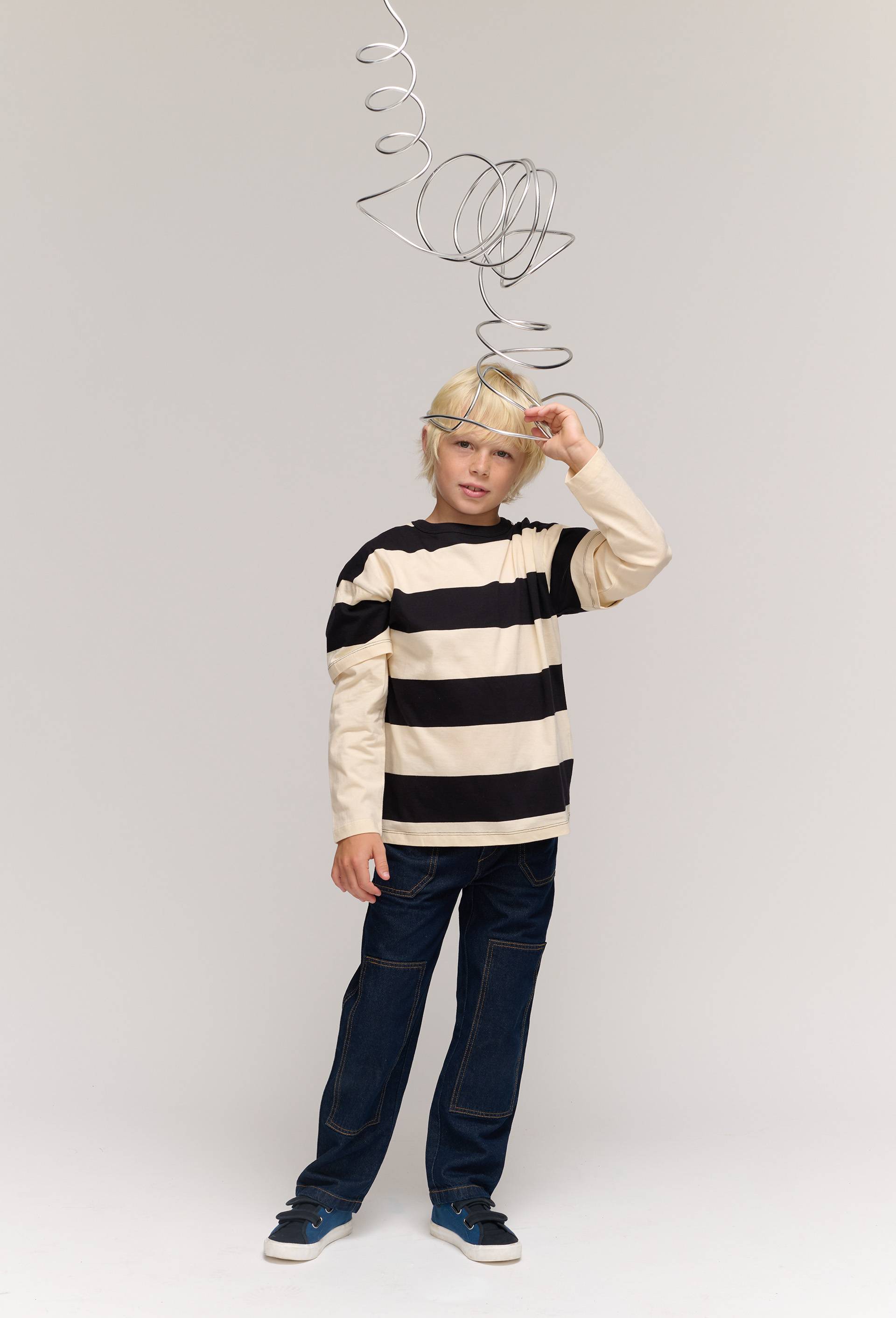 T-shirt manches longues 2 en 1 en coton BIO GOTS, Beige clair, large image number 0.0