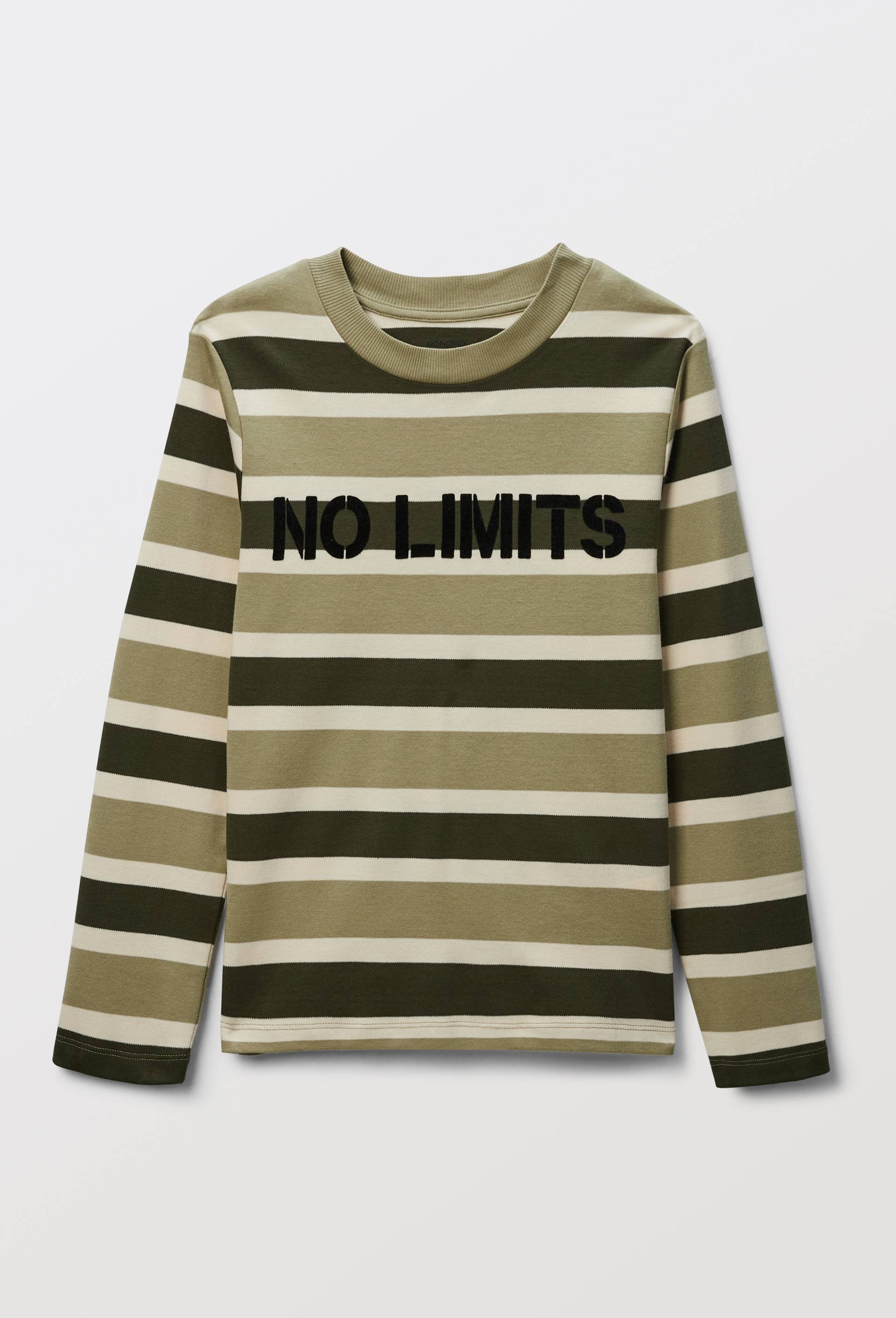 T-shirt manches longues ray&eacute; en coton BIO GOTS, Vert fonc&eacute;, large image number 1