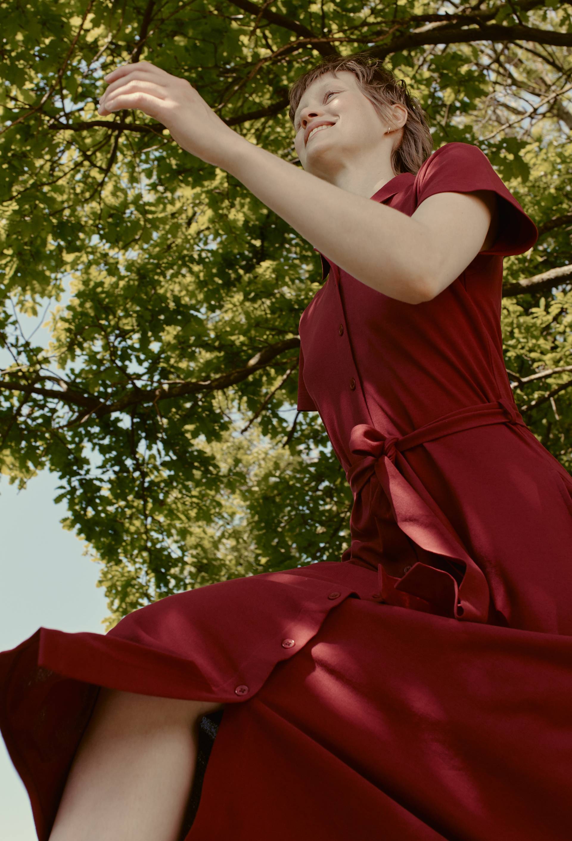 Robe polo à manches courtes en coton BIO GOTS ROUGE FONCE pour