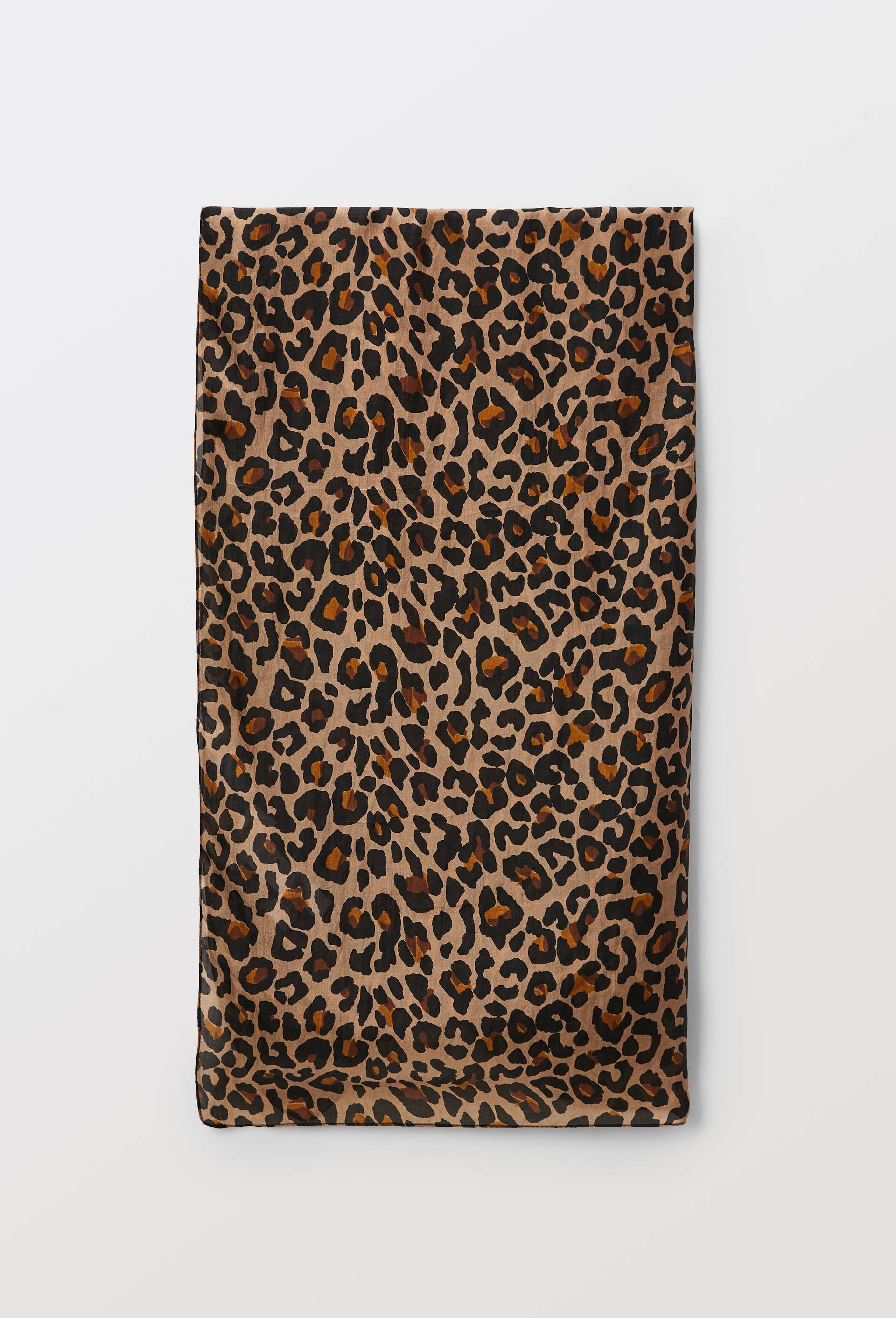 Foulard imprim&eacute; animalier en soie, Beige, large image number 0