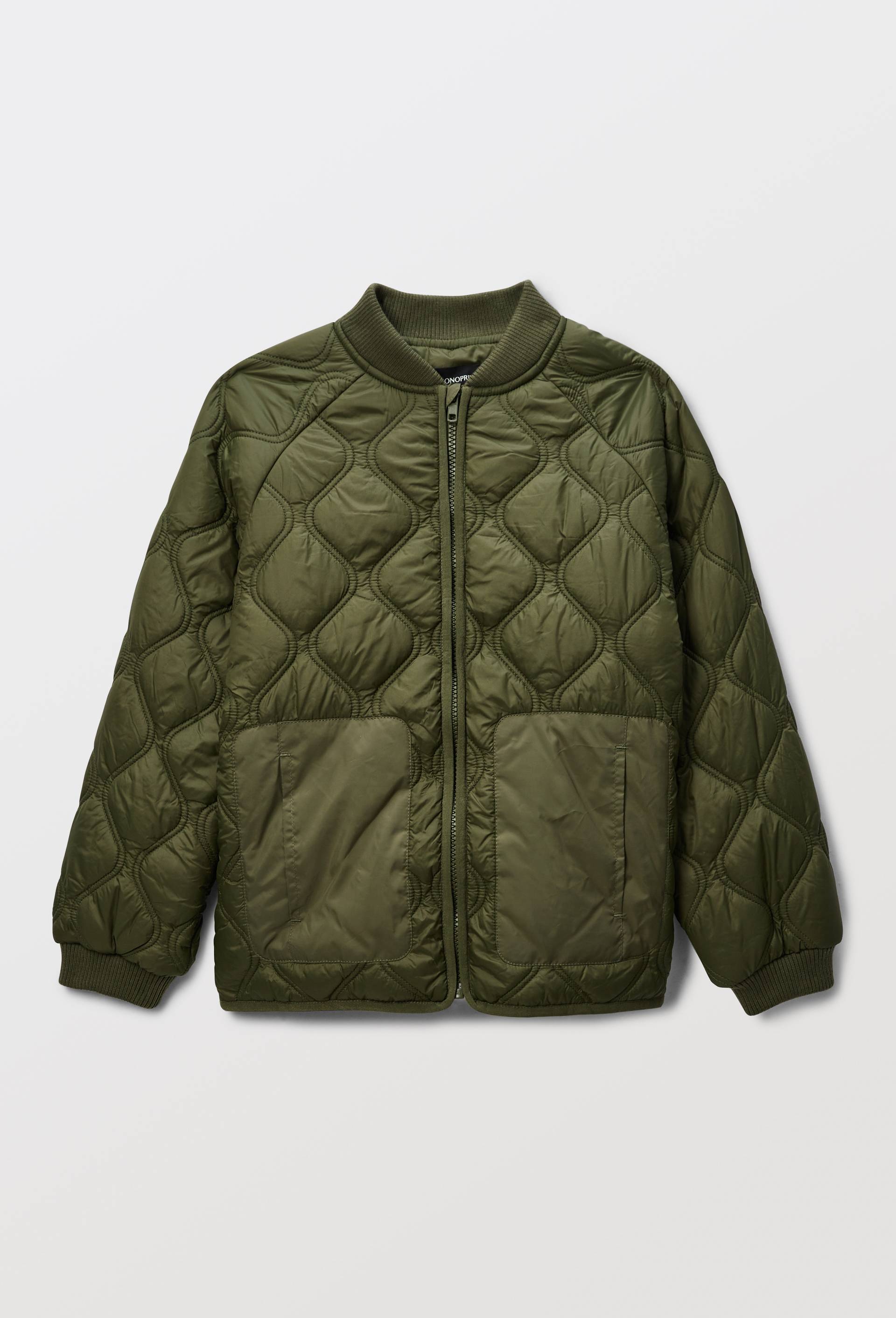 Veste bomber quilt&eacute;e unie, Vert fonc&eacute;, large image number 2