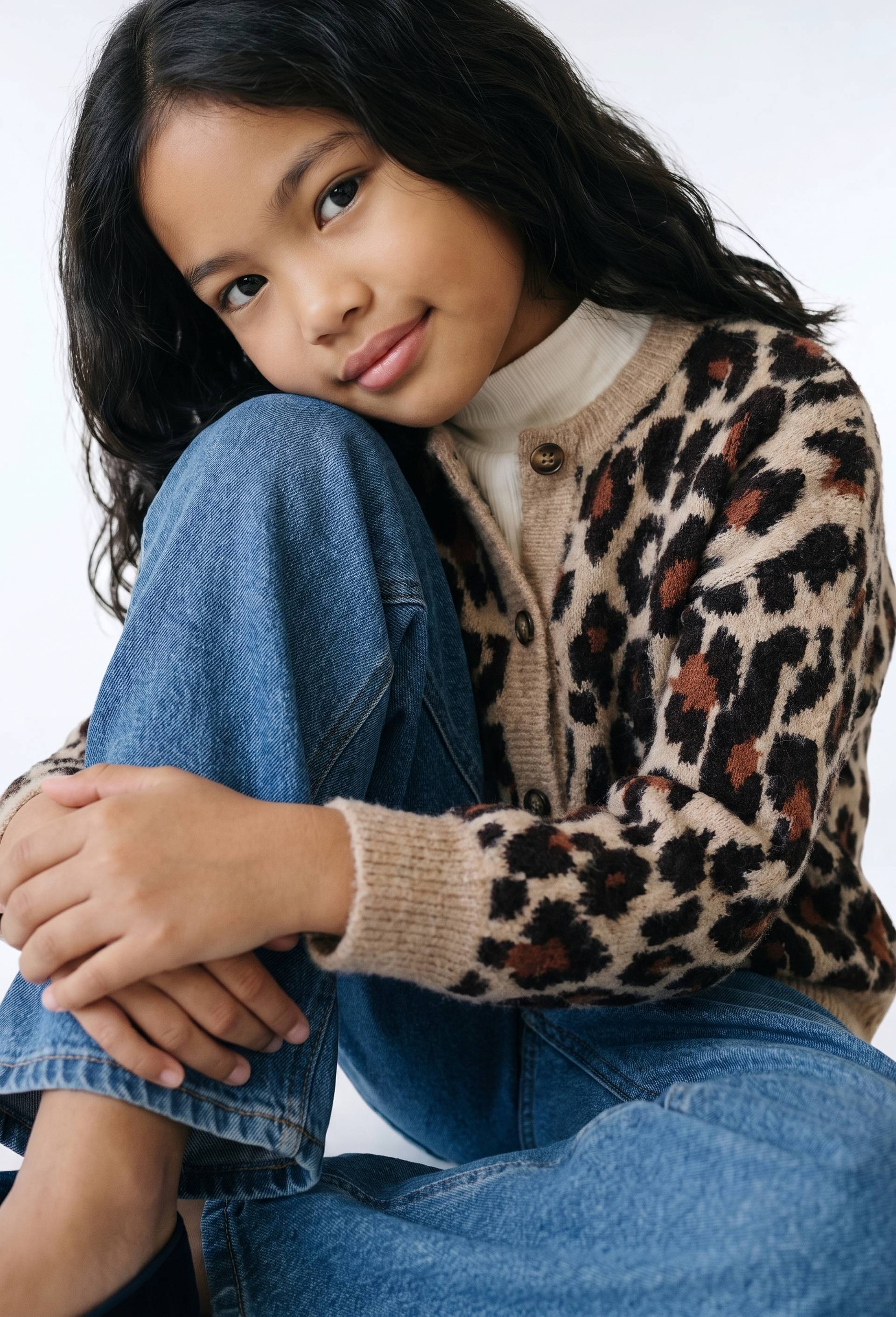 Cardigan jacquard l&eacute;opard, Or, large image number 0