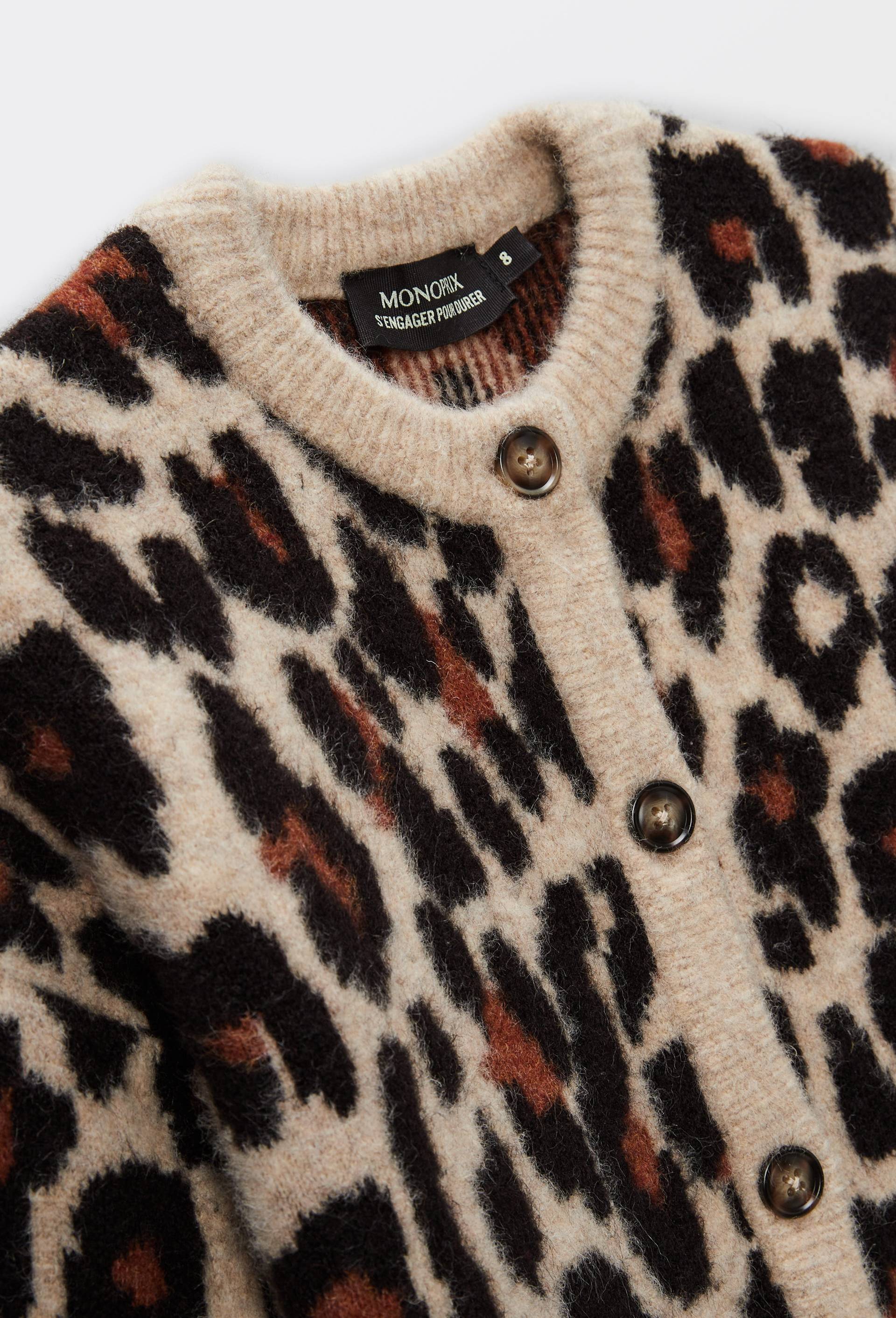 Cardigan jacquard l&eacute;opard, Or, large image number 4
