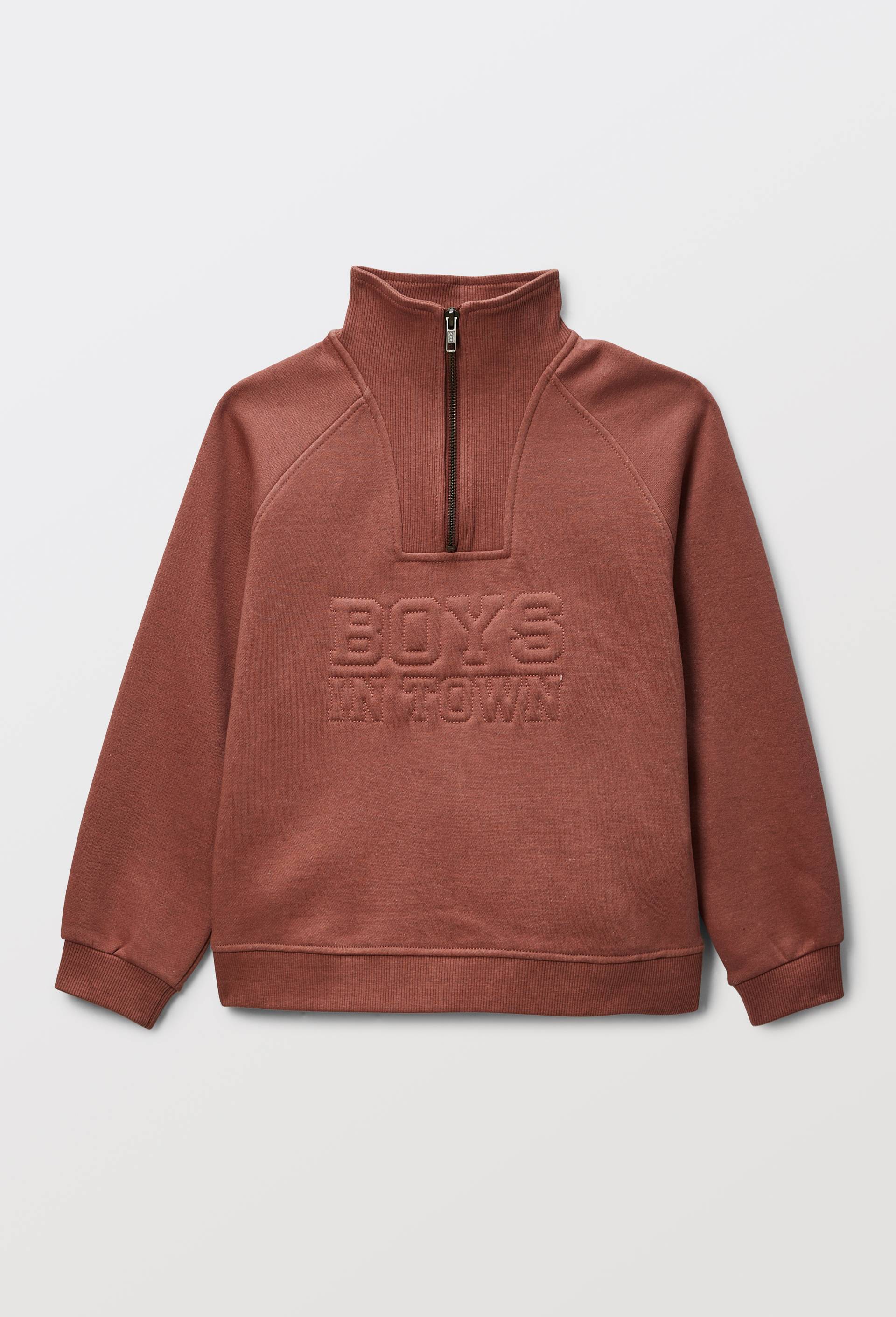 Sweat col camionneur avec inscription contenant du coton BIO GOTS, Rose fonc&eacute;, large image number 3