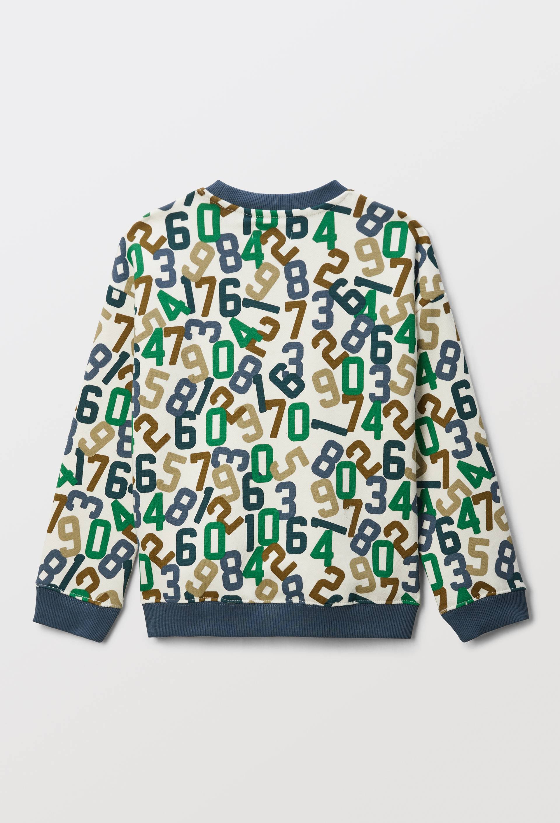 Sweat col rond imprim&eacute; en coton BIO GOTS, Beige clair, large image number 1.0
