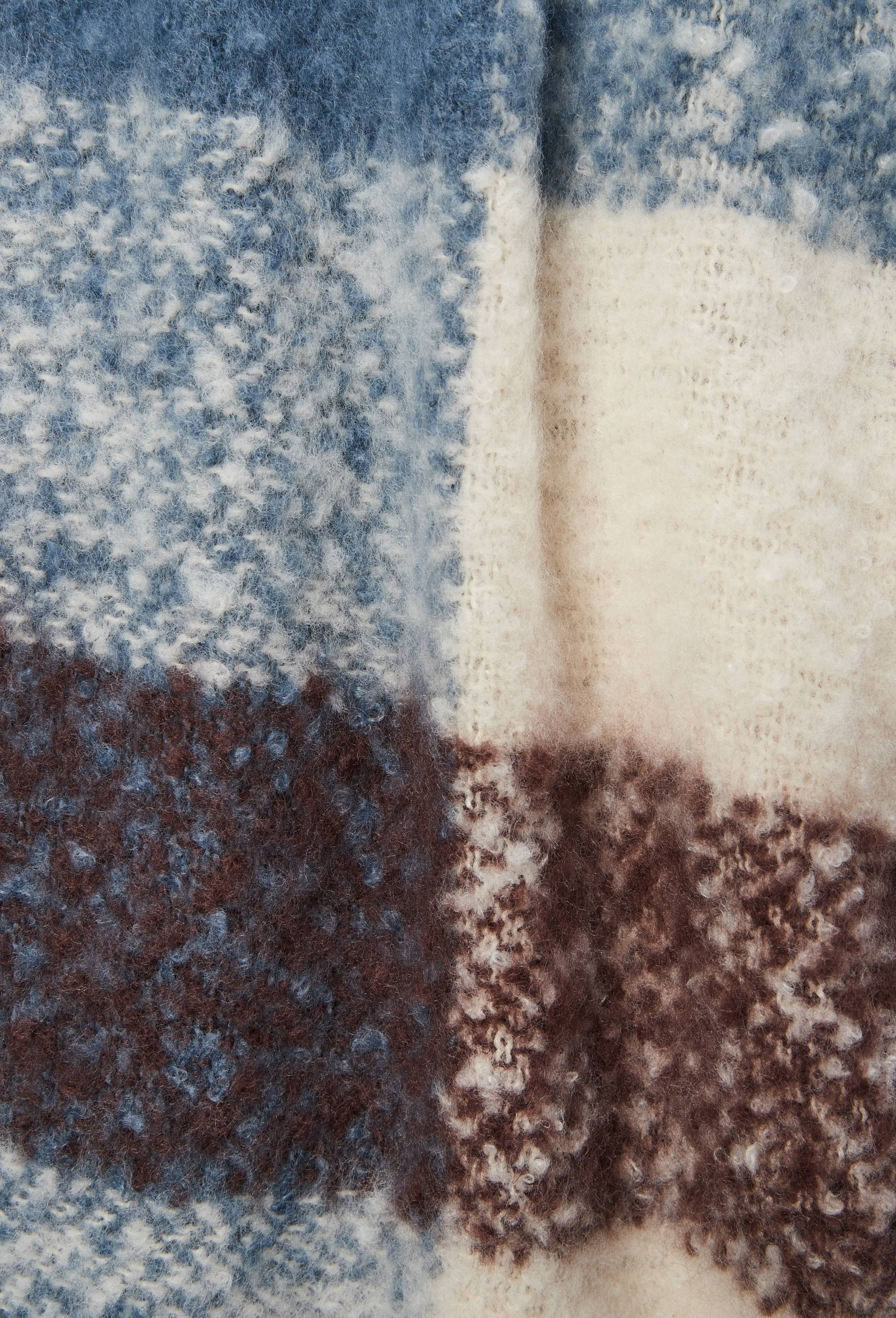 Echarpe chaude &agrave; carreaux, mati&egrave;re recycl&eacute;e, Bleu, large image number 1.0