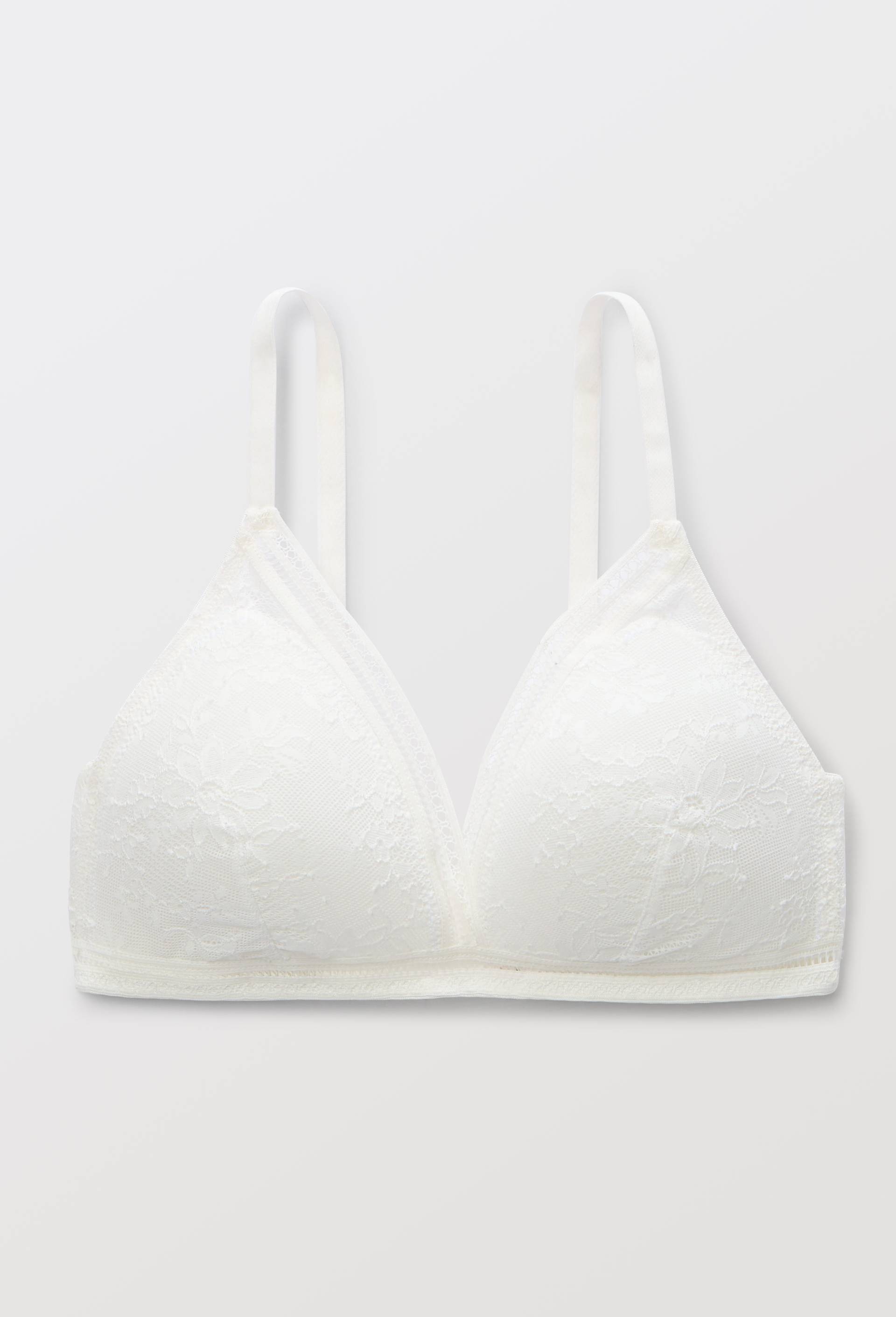 Soutien gorge triangle en dentelle &agrave; coques sans armatures  Maison Lejaby, Ecru, large image number 0