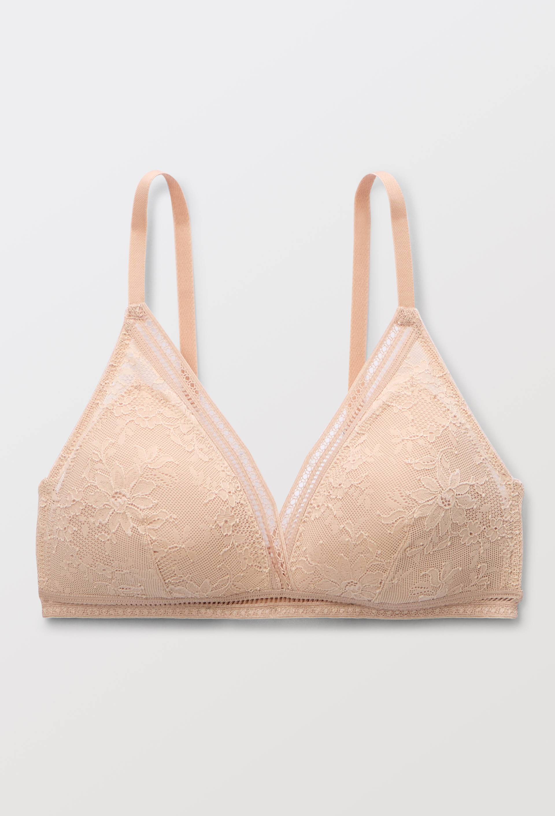 Soutien gorge triangle en dentelle &agrave; coques sans armatures  Maison Lejaby, Brun clair, swatch image