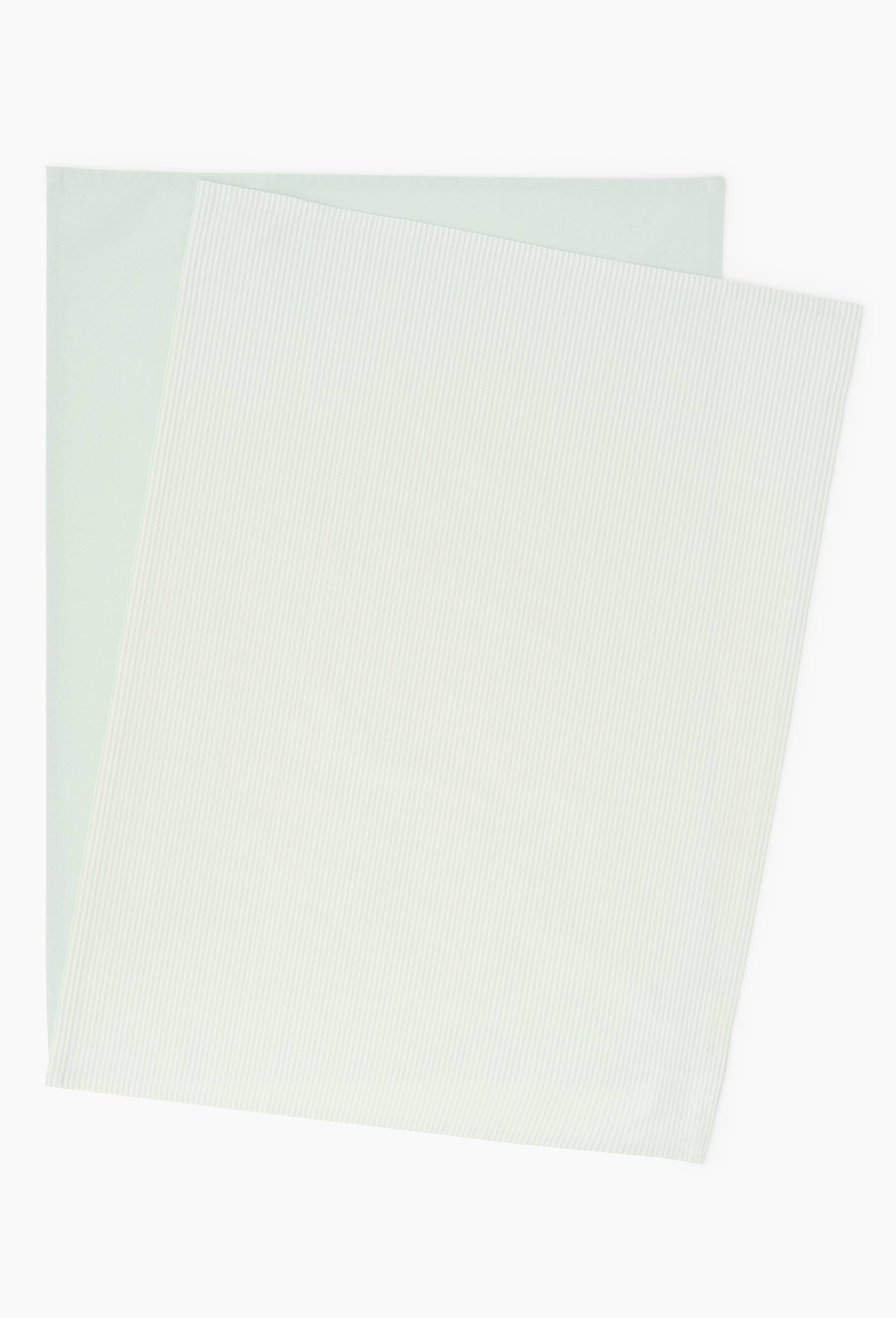 Lot 2 torchons chambray et raye, 50x70cm, coton, Vert clair, large image number 1.0