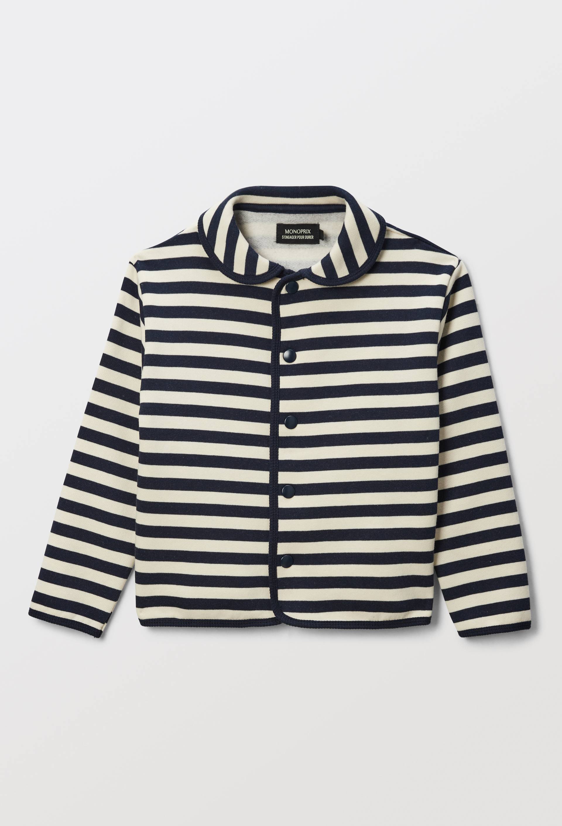Cardigan ray&eacute; en coton BIO GOTS, Beige clair, large image number 0