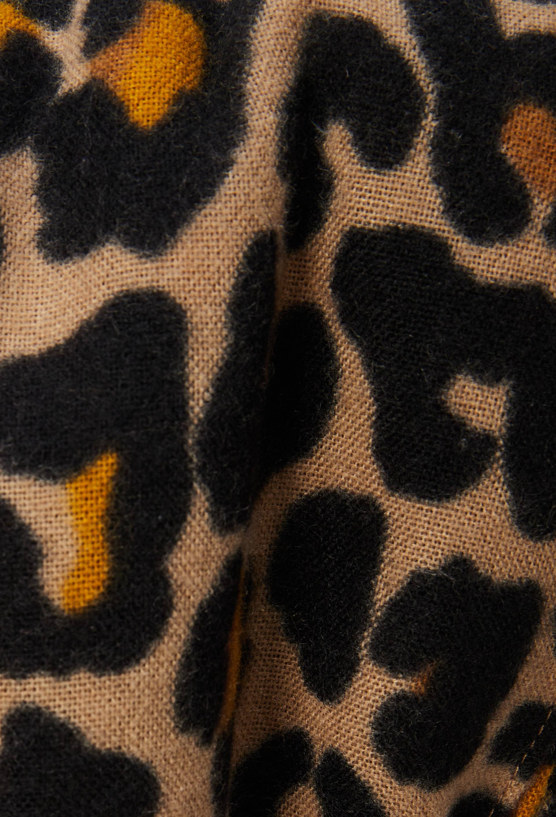 Echarpe imprim&eacute;e l&eacute;opard, mati&egrave;re recycl&eacute;e, Beige, large image number 1